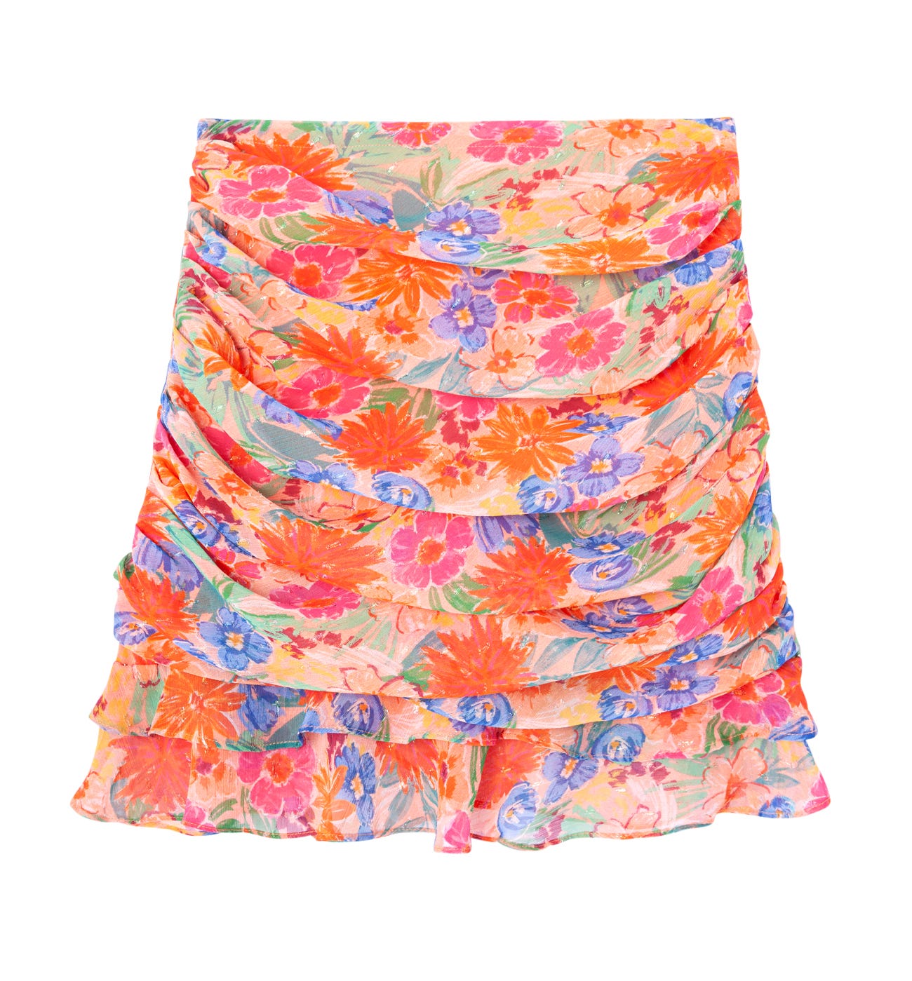 Draped voile mini skirt