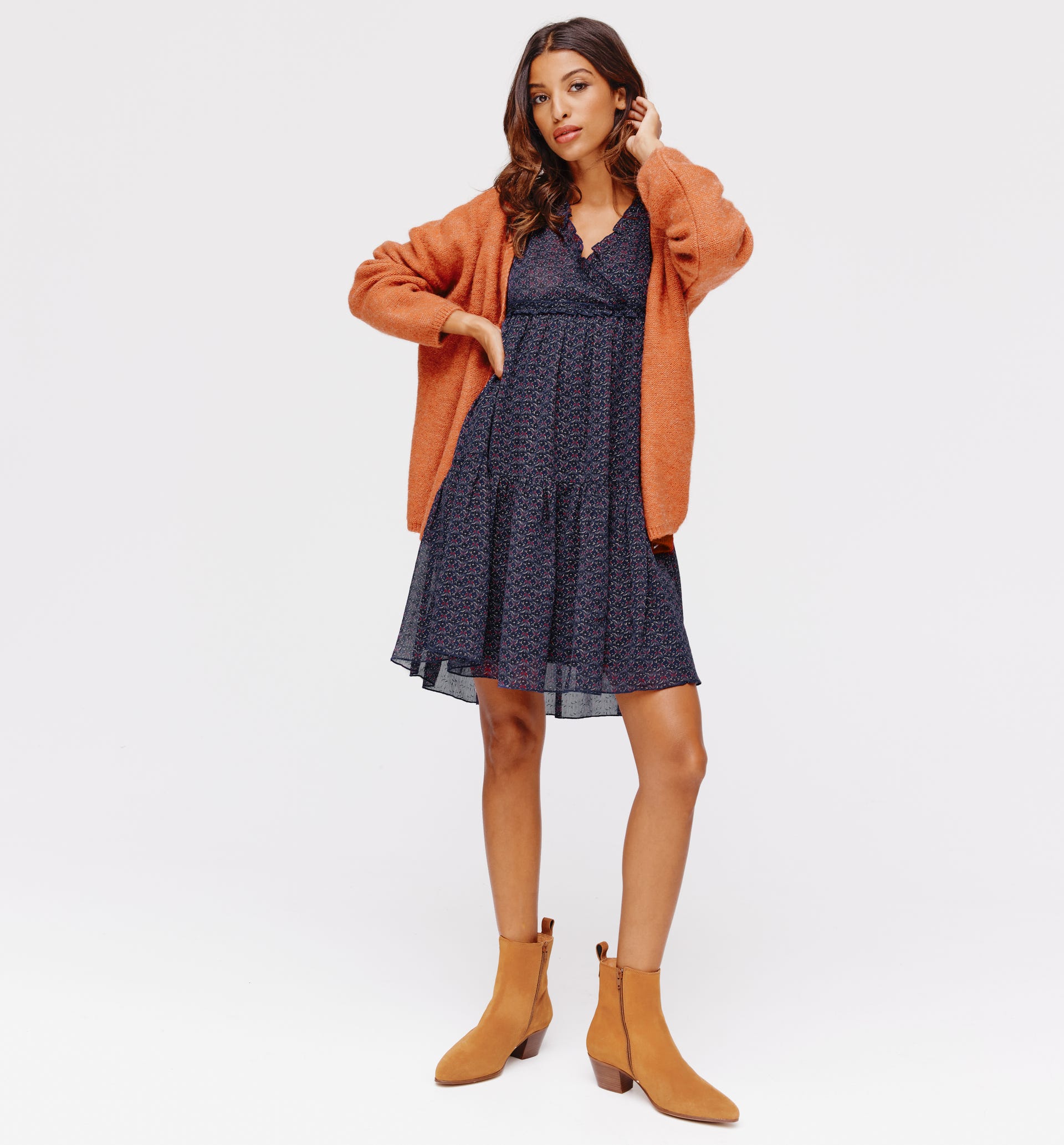 Frilly patterned voile dress