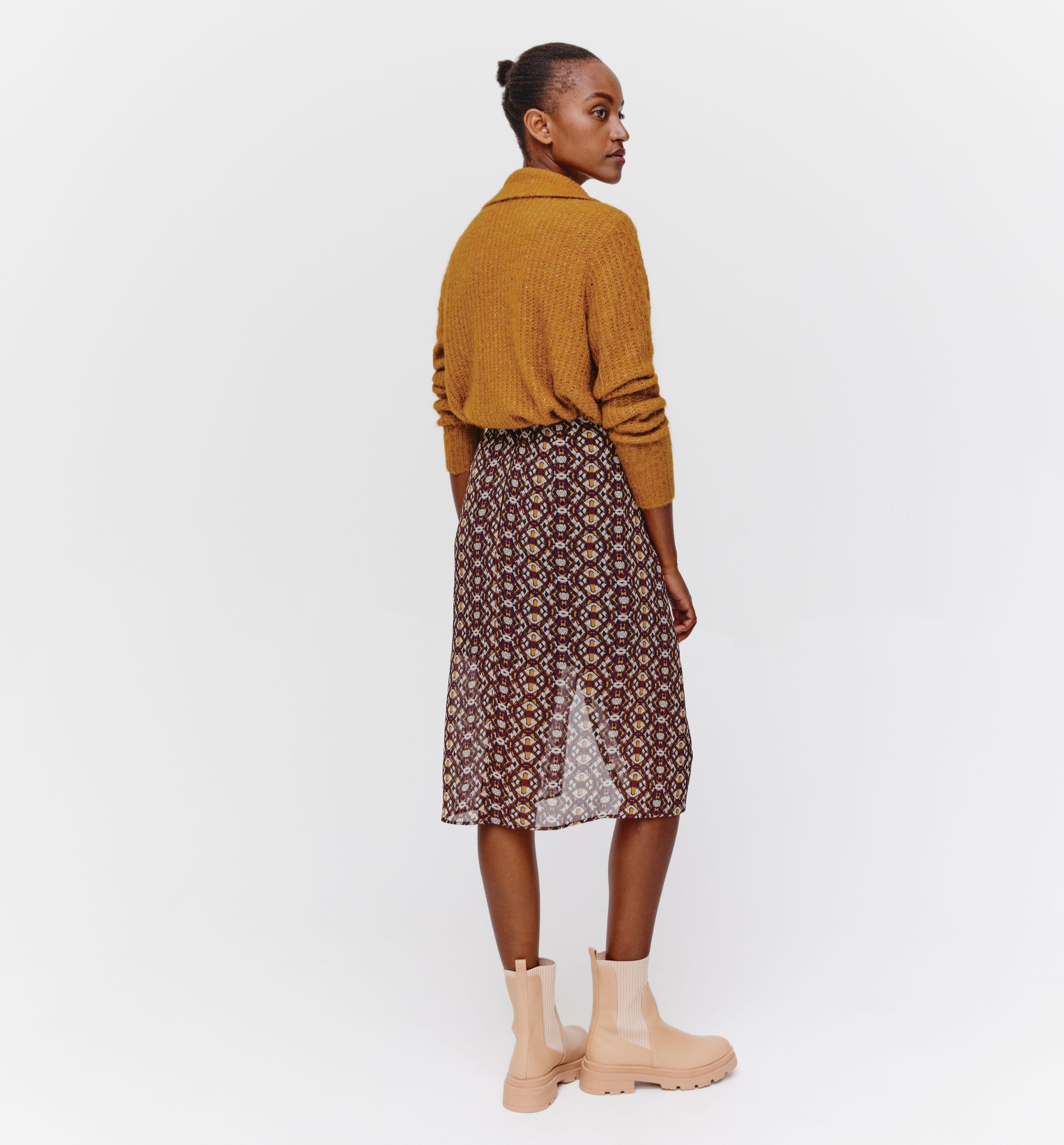 Draped midi skirt