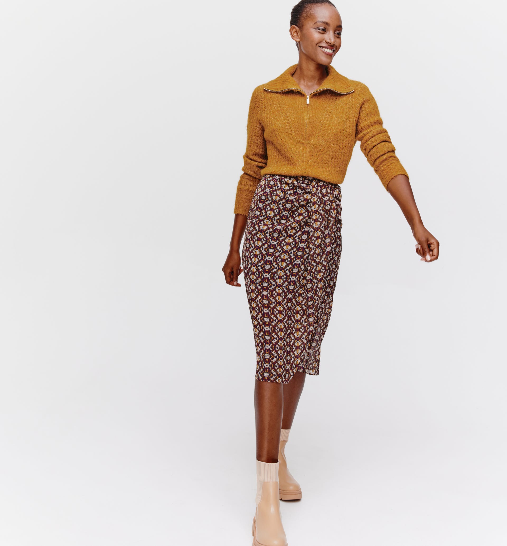 Draped midi skirt
