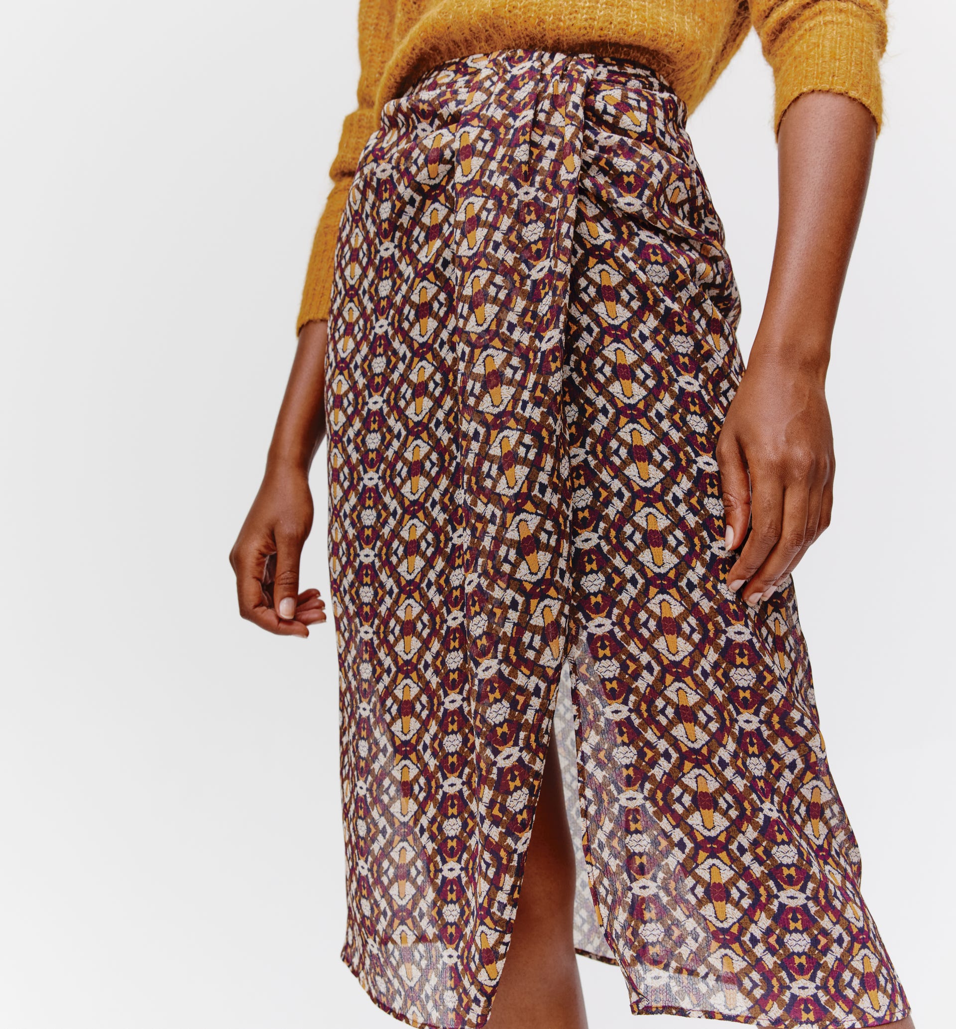 Draped midi skirt