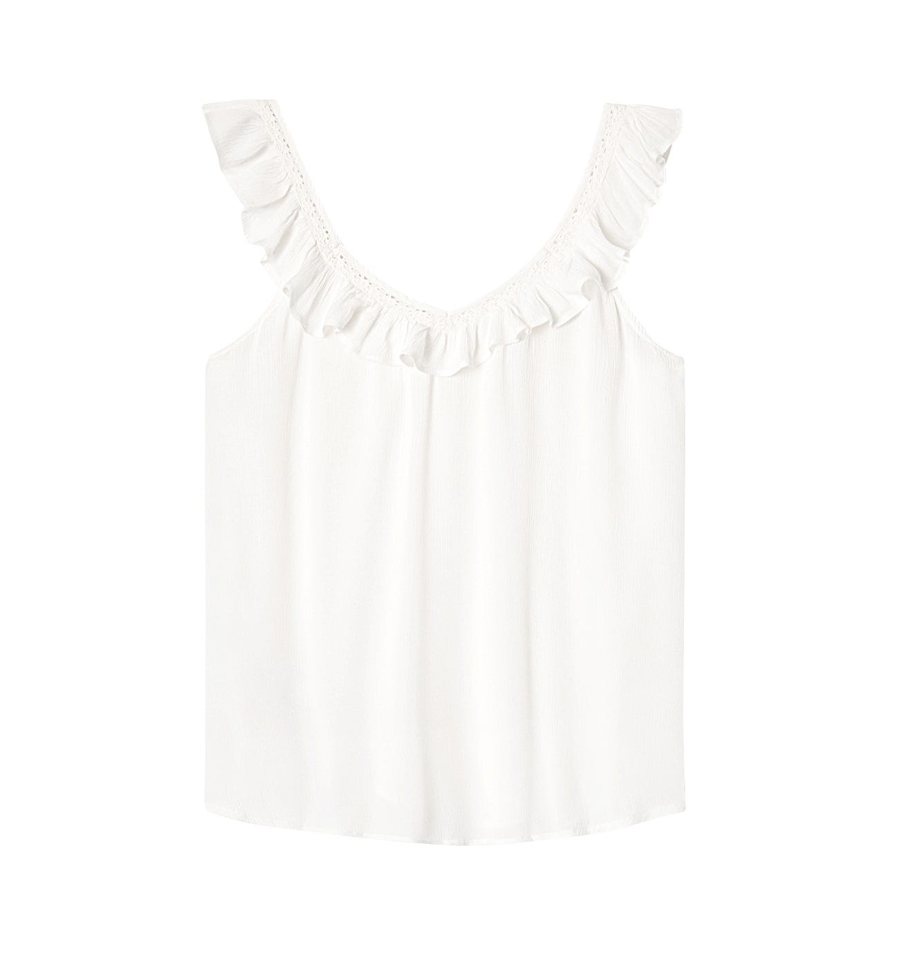 Top with frilly neckline