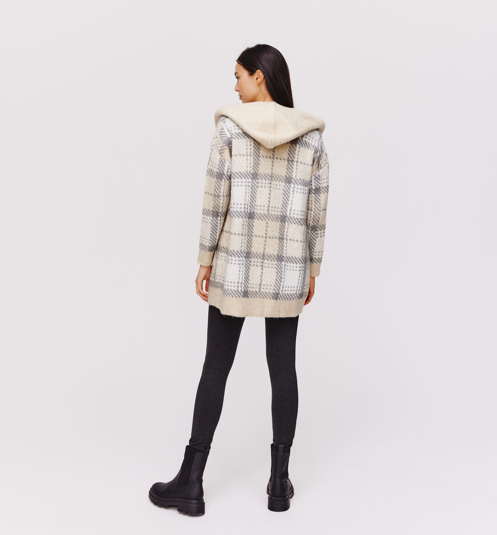 Long hooded cardigan