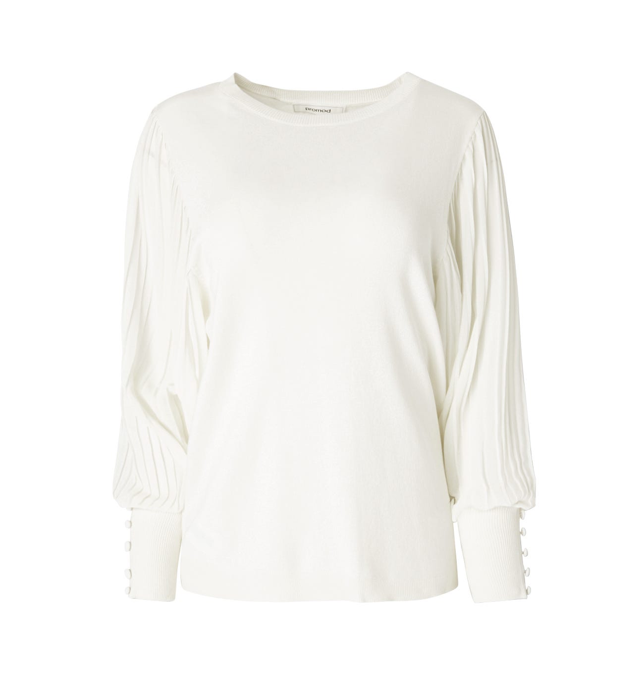 Jumper with pleat puff sleeves
