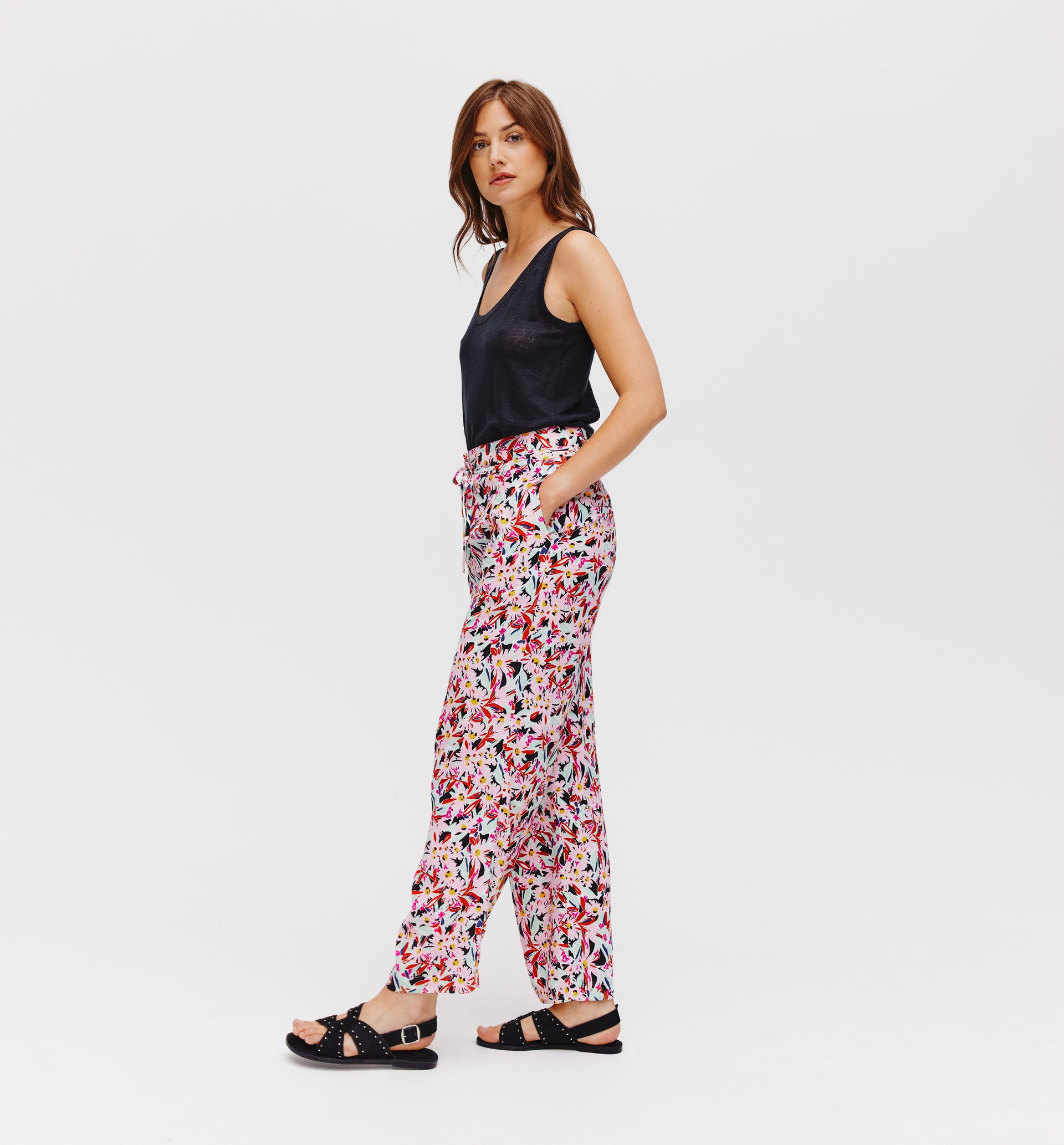 Wideleg high-waist trousers