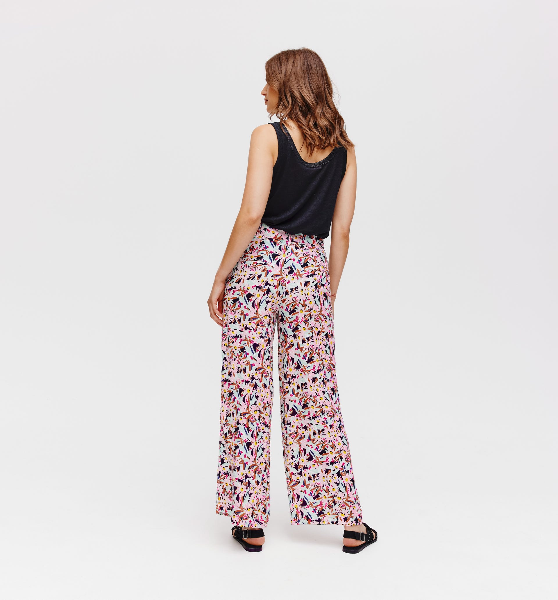 Wideleg high-waist trousers