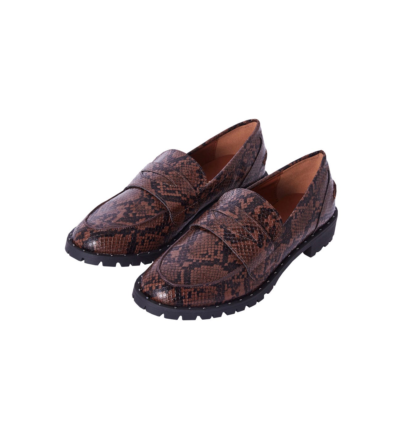 Faux crocodile-skin mocassins