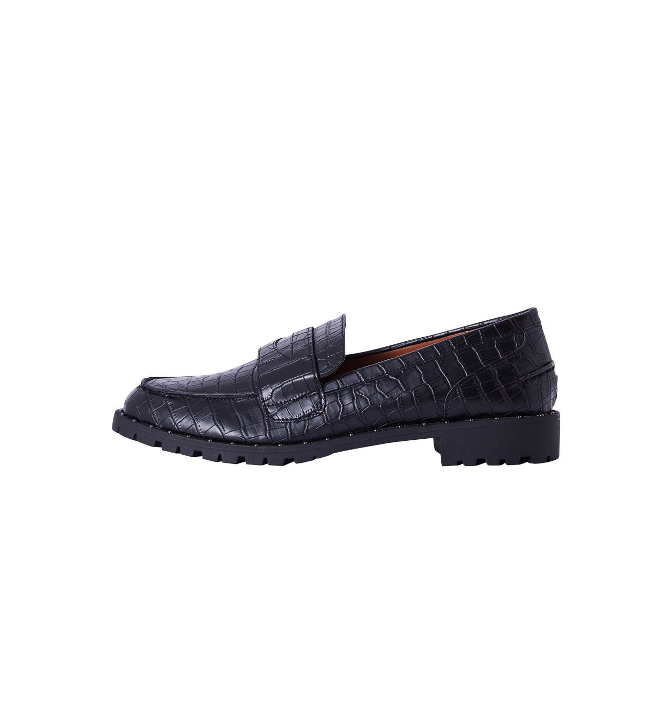 Faux crocodile-skin mocassins