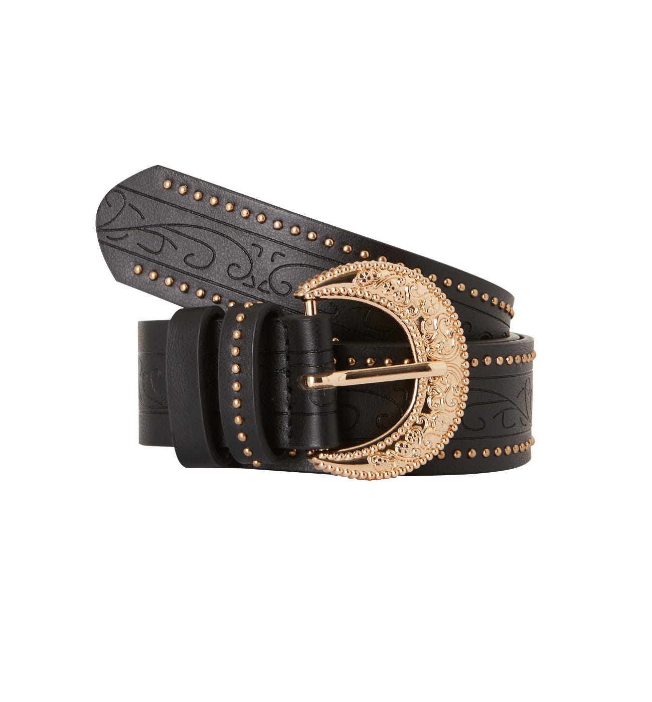 Bold buckle stud belt