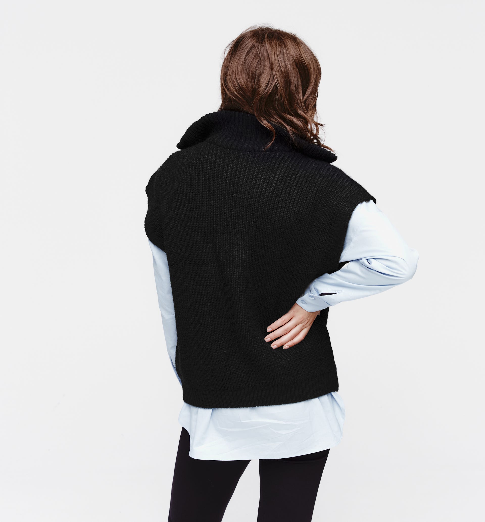Sleeveless trucker jumper