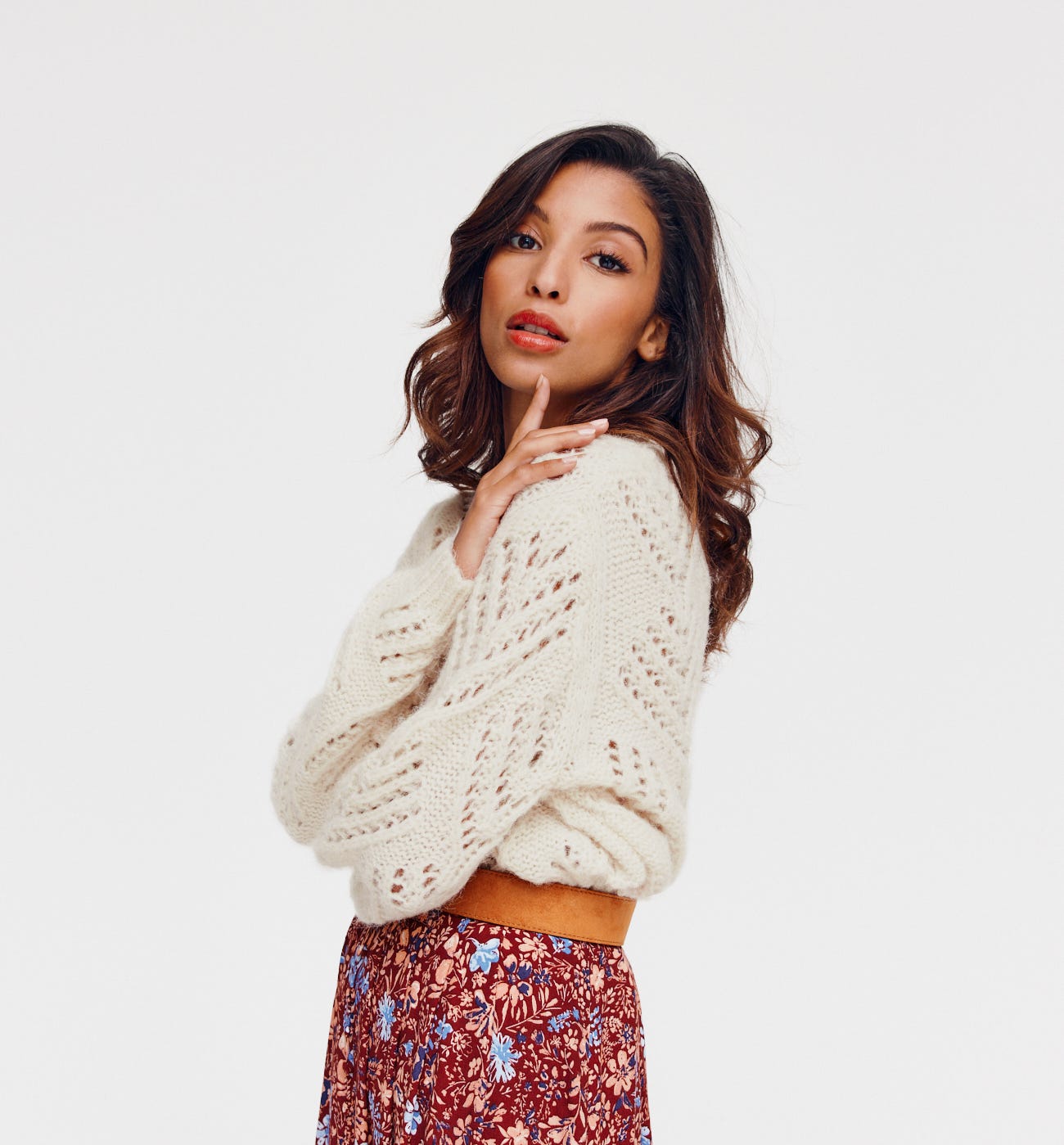Kurzpullover mit Lochmuster