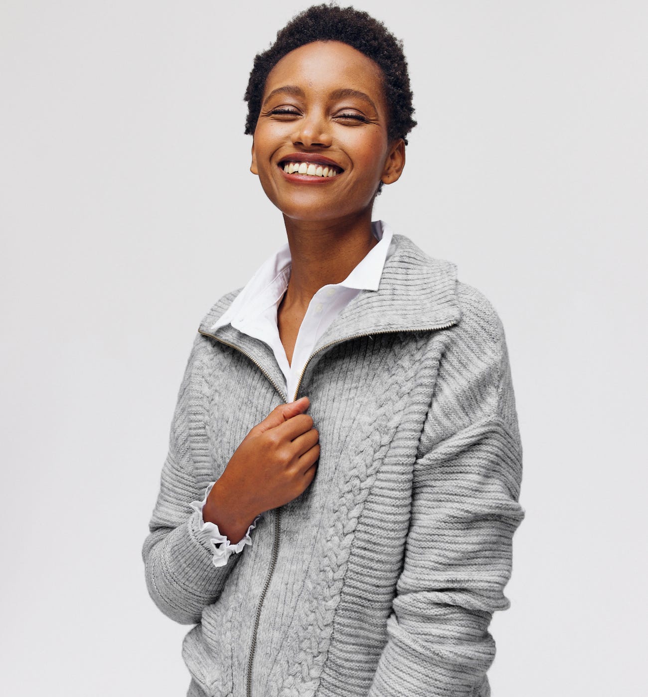 Strickjacke im troyer-stil