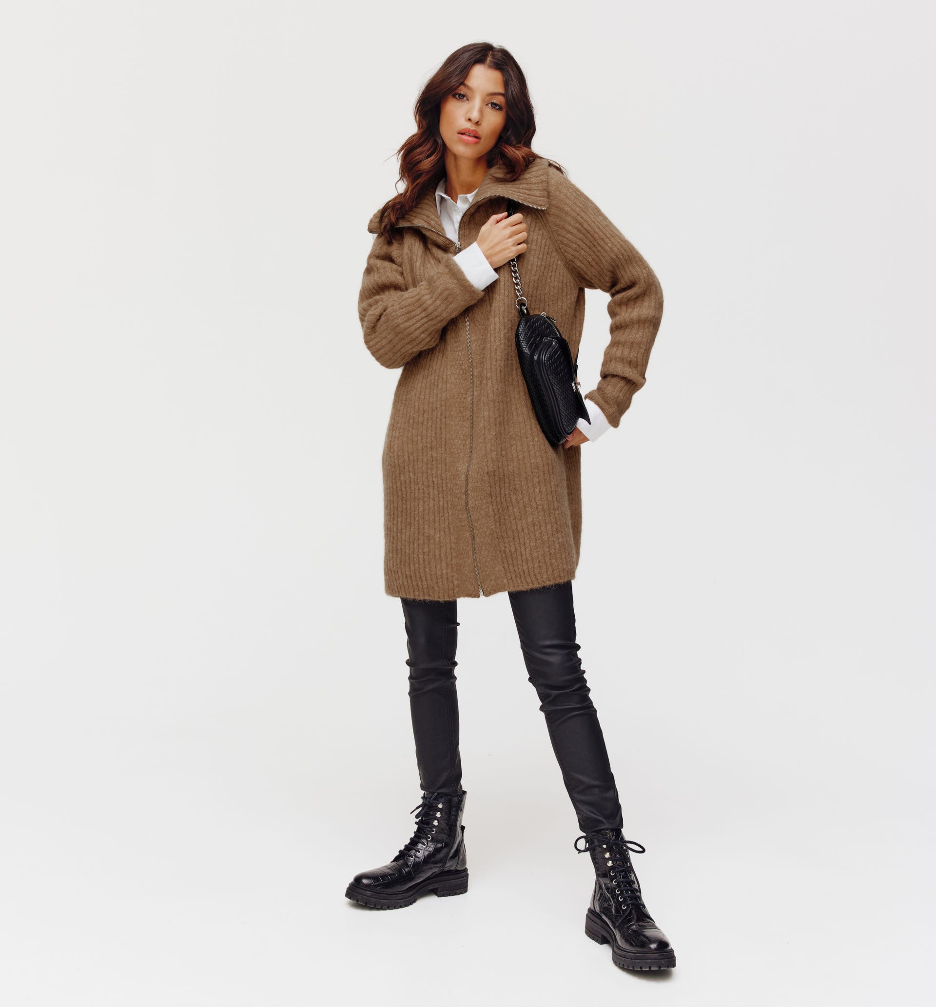 Maxi cardigan coin zip