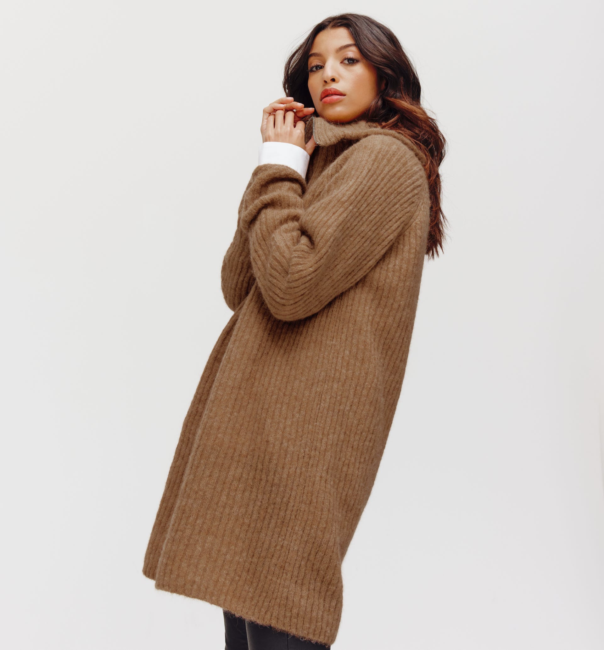 Maxi cardigan coin zip