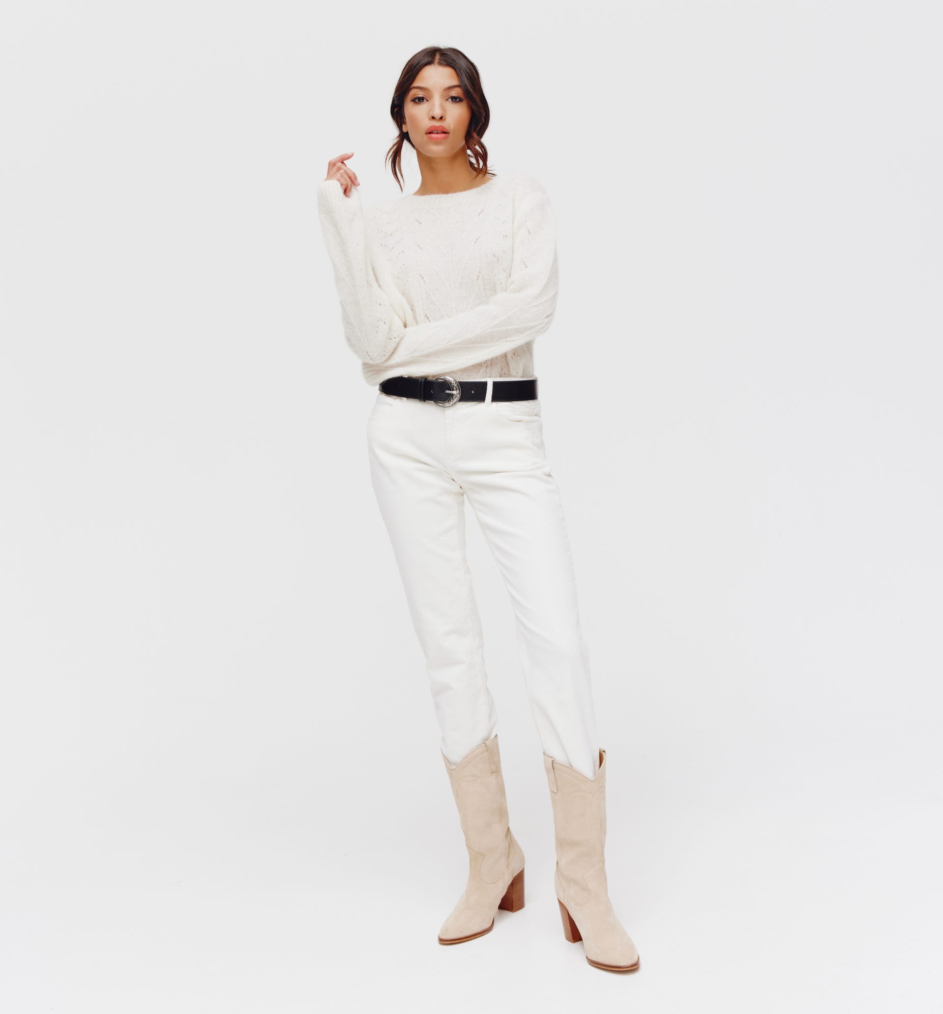 Maglia trafori alpaca mélange