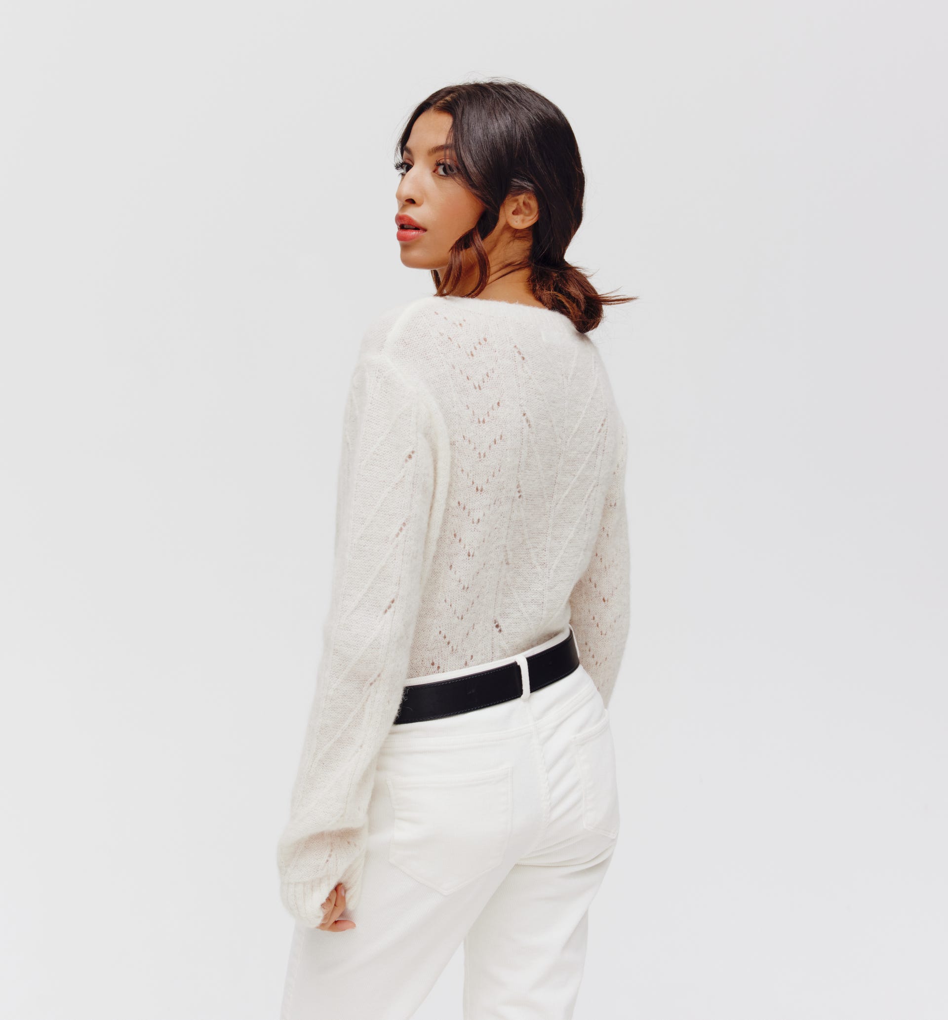 Maglia trafori alpaca mélange