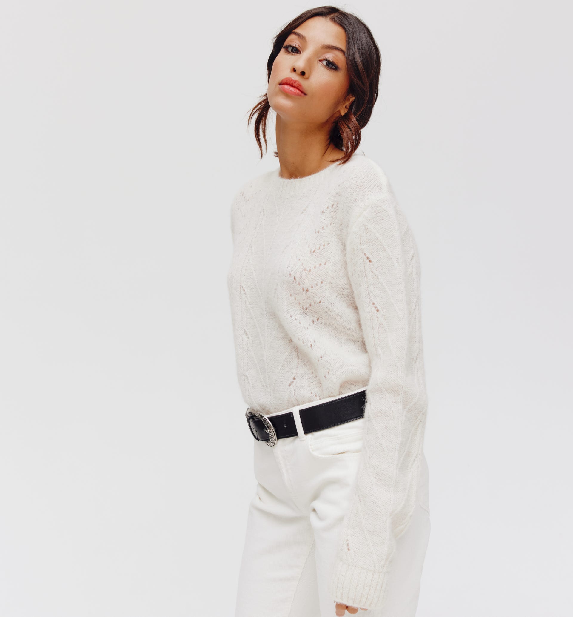 Maglia trafori alpaca mélange