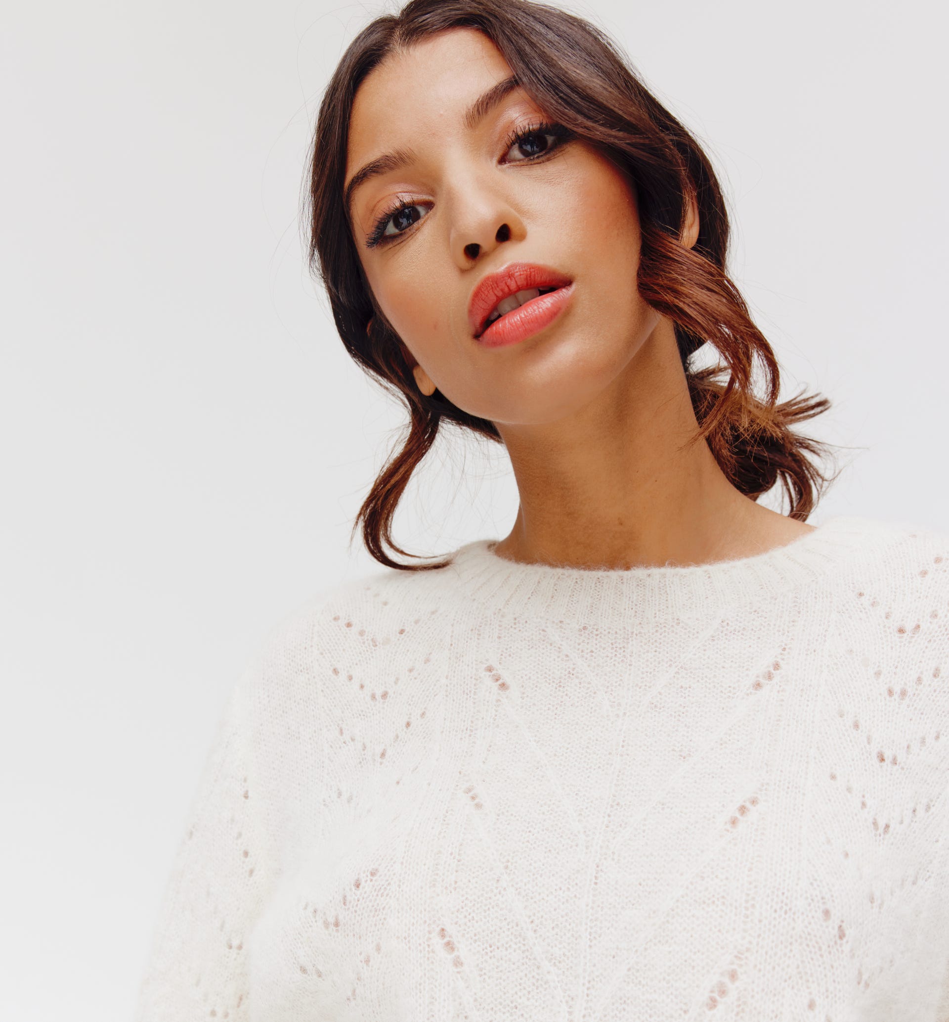 Maglia trafori alpaca mélange