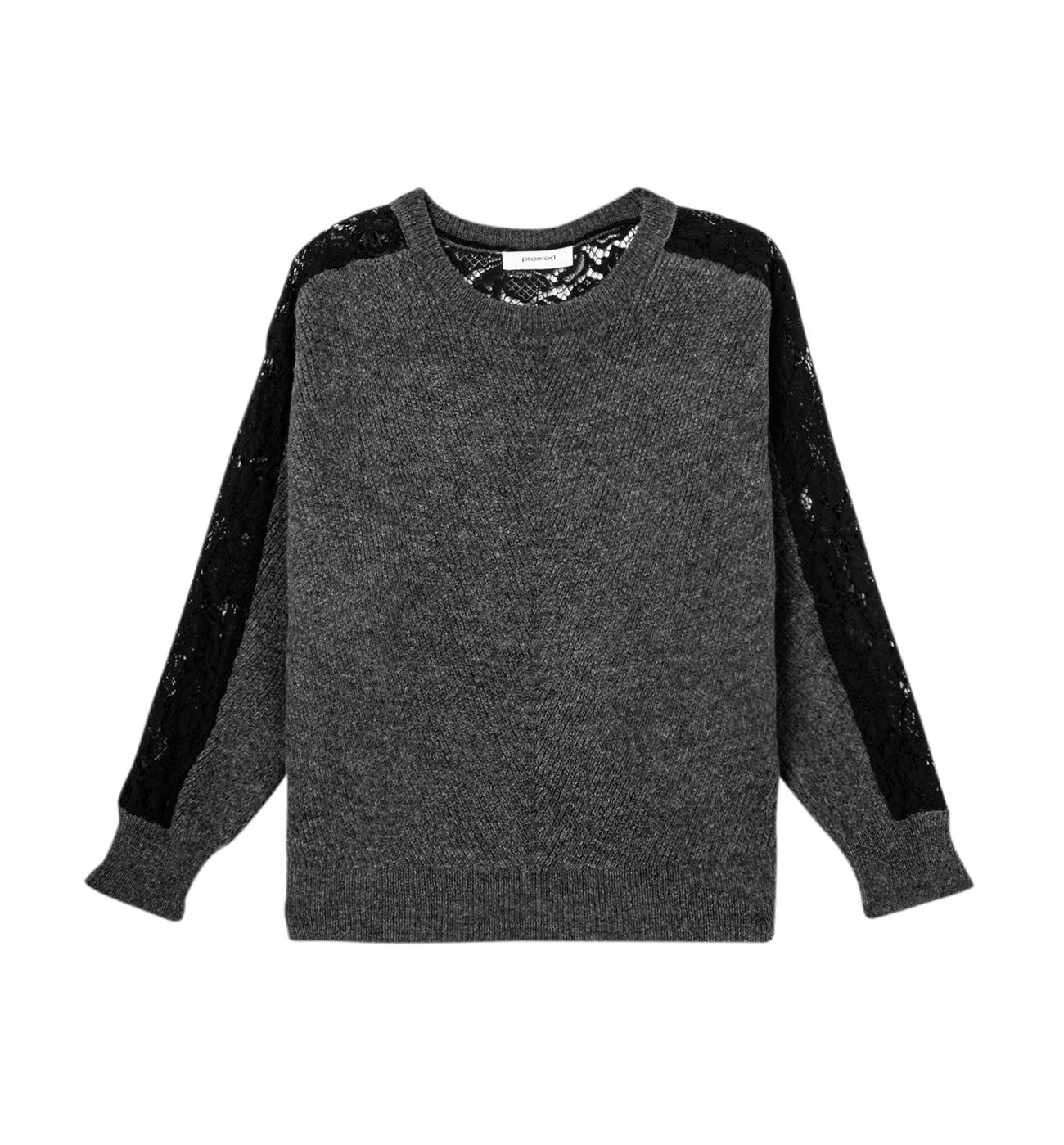 Oversize-Pullover mit Spitze