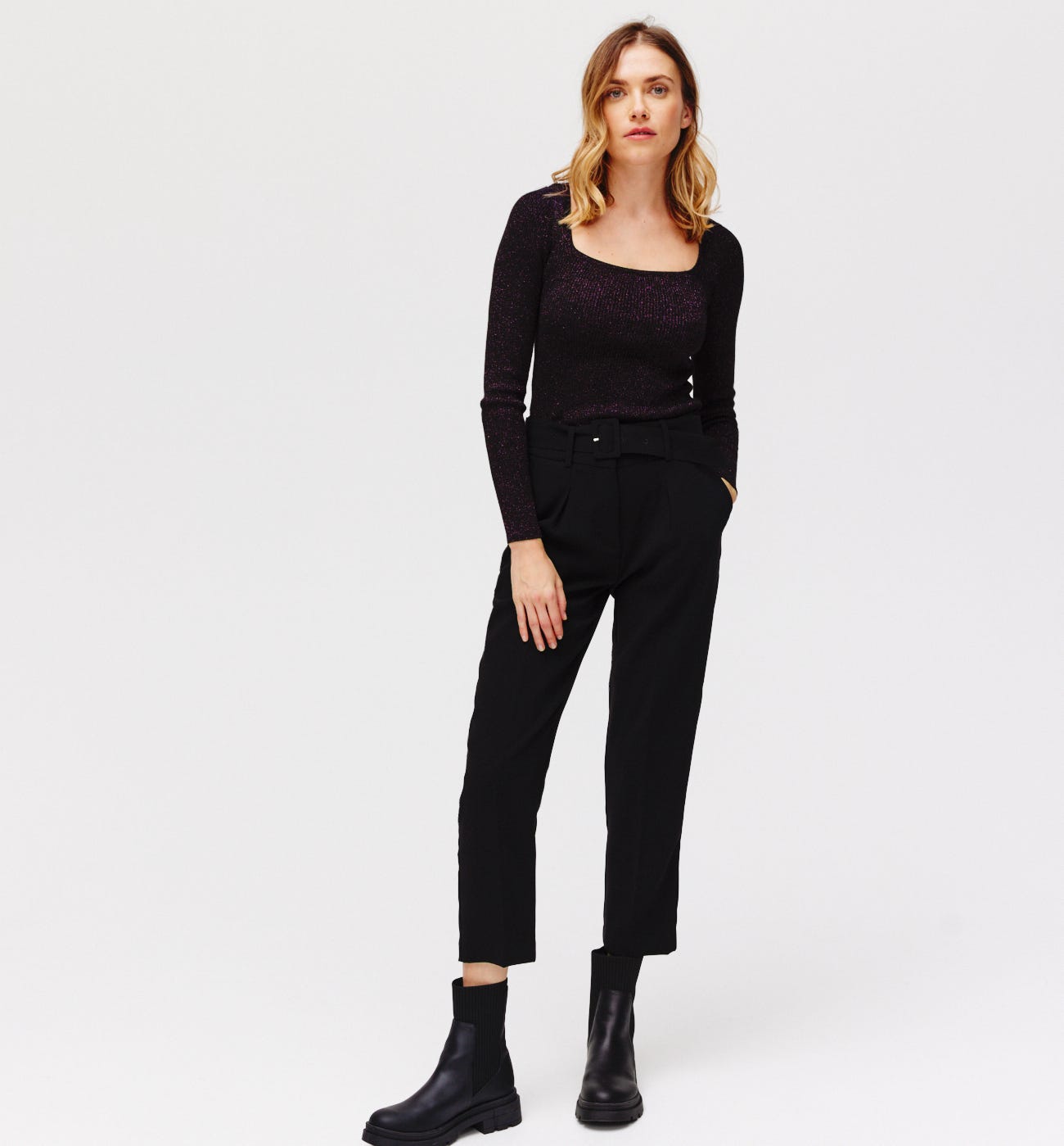 Glitzy rib knit jumper