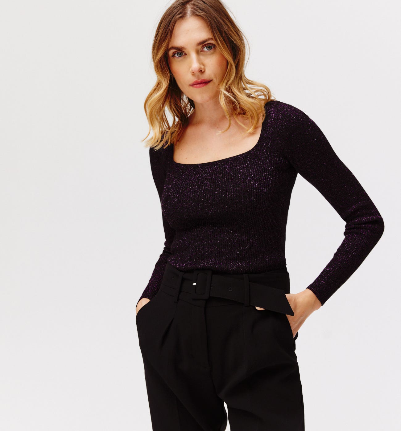 Glitzy rib knit jumper