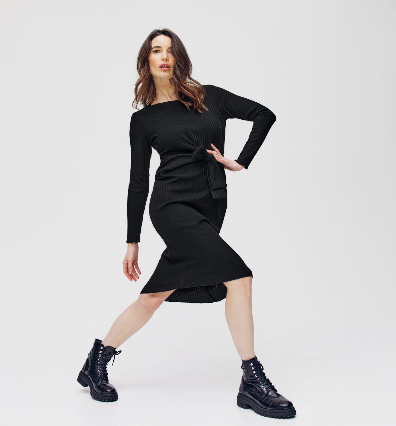 Midi-Kleid aus Rippenstrick
