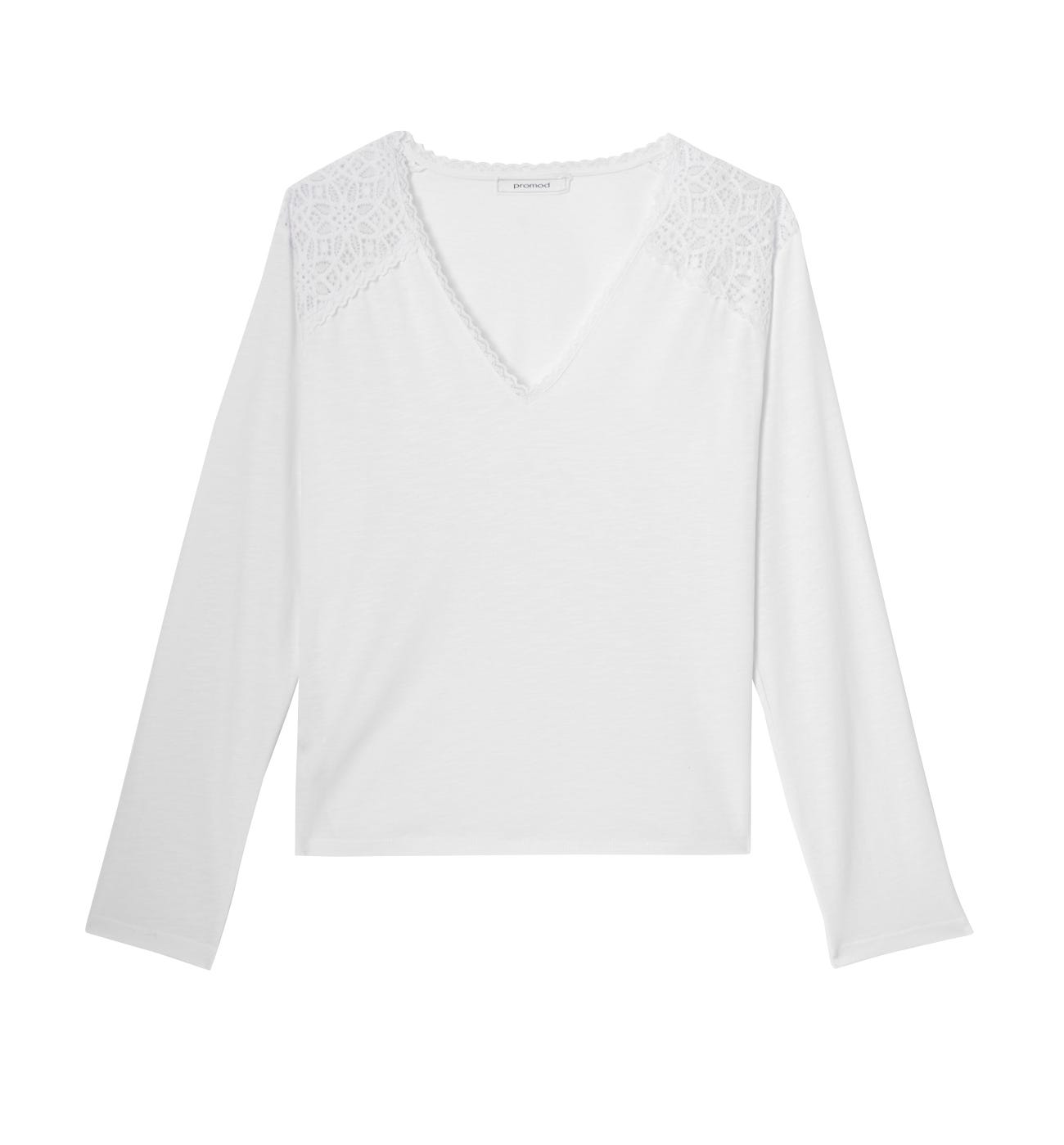 T-shirt détail dentelle Femme