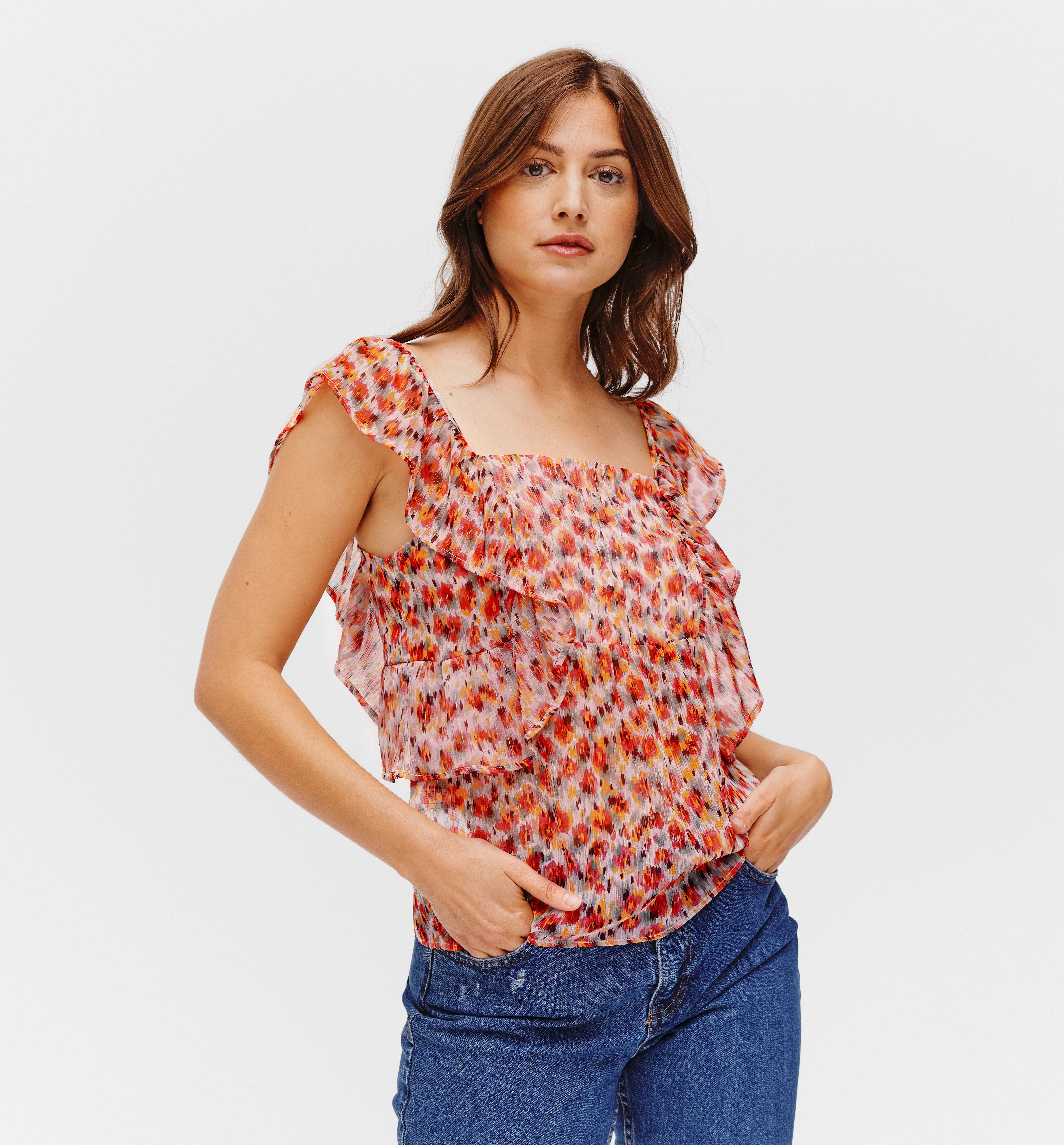 top imprimé femme