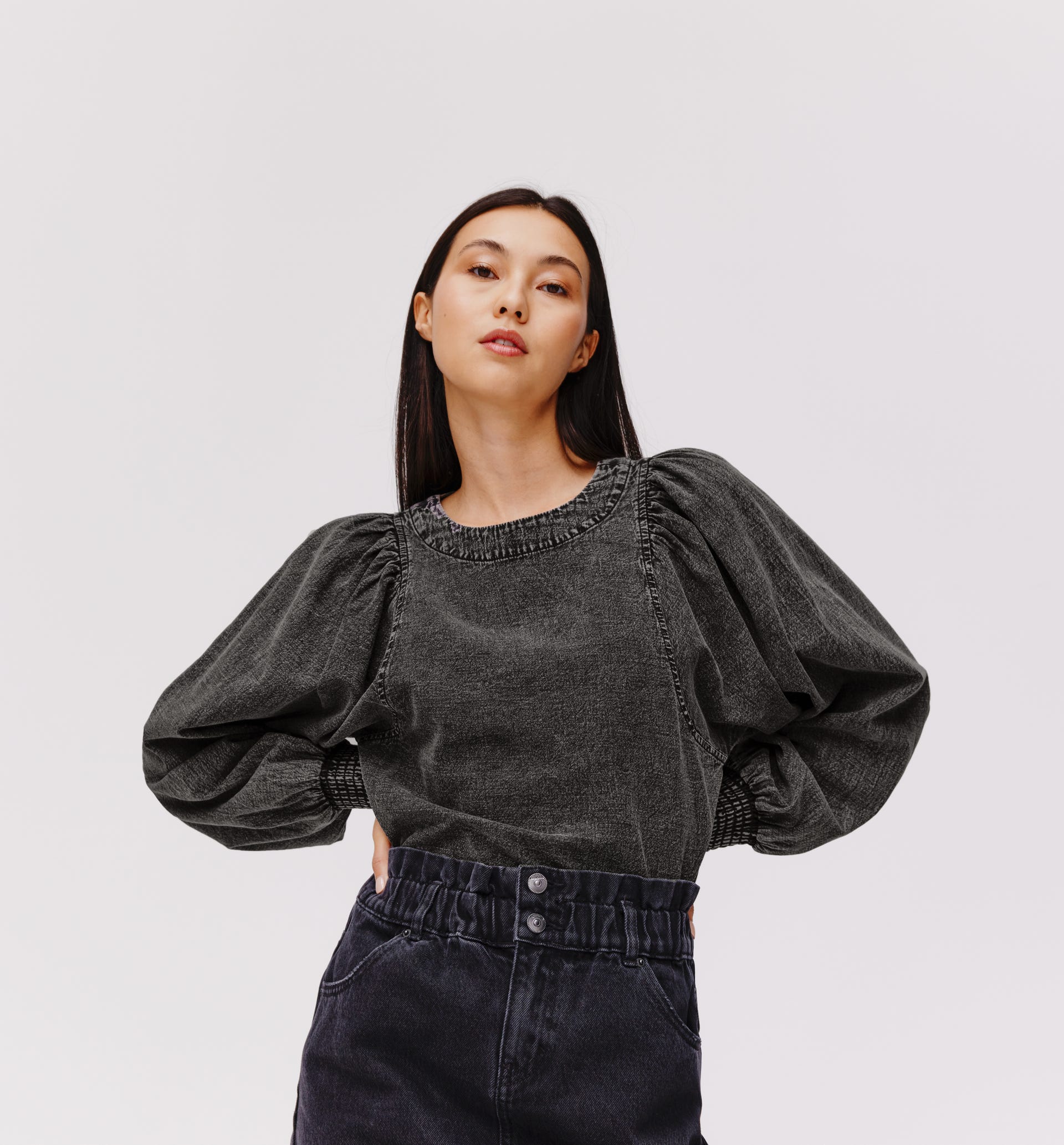 Blusa efecto denim