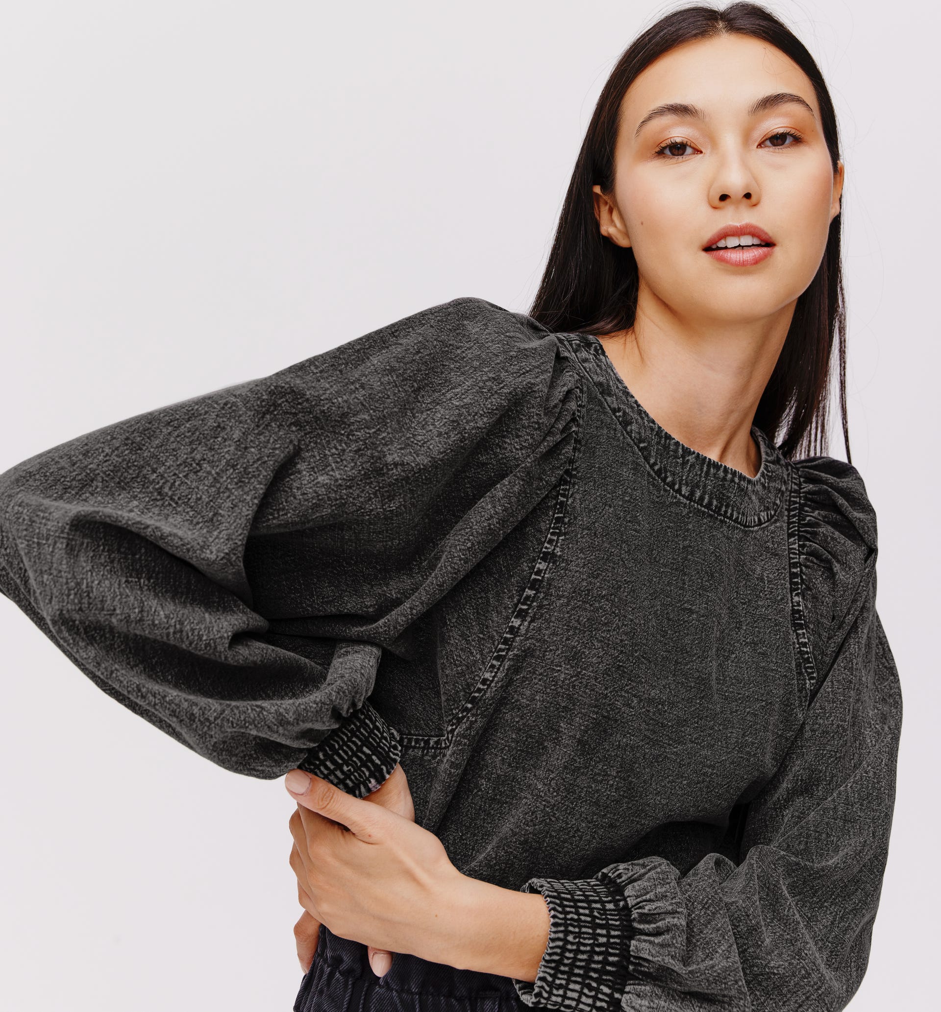 Bluse im Denim-Look
