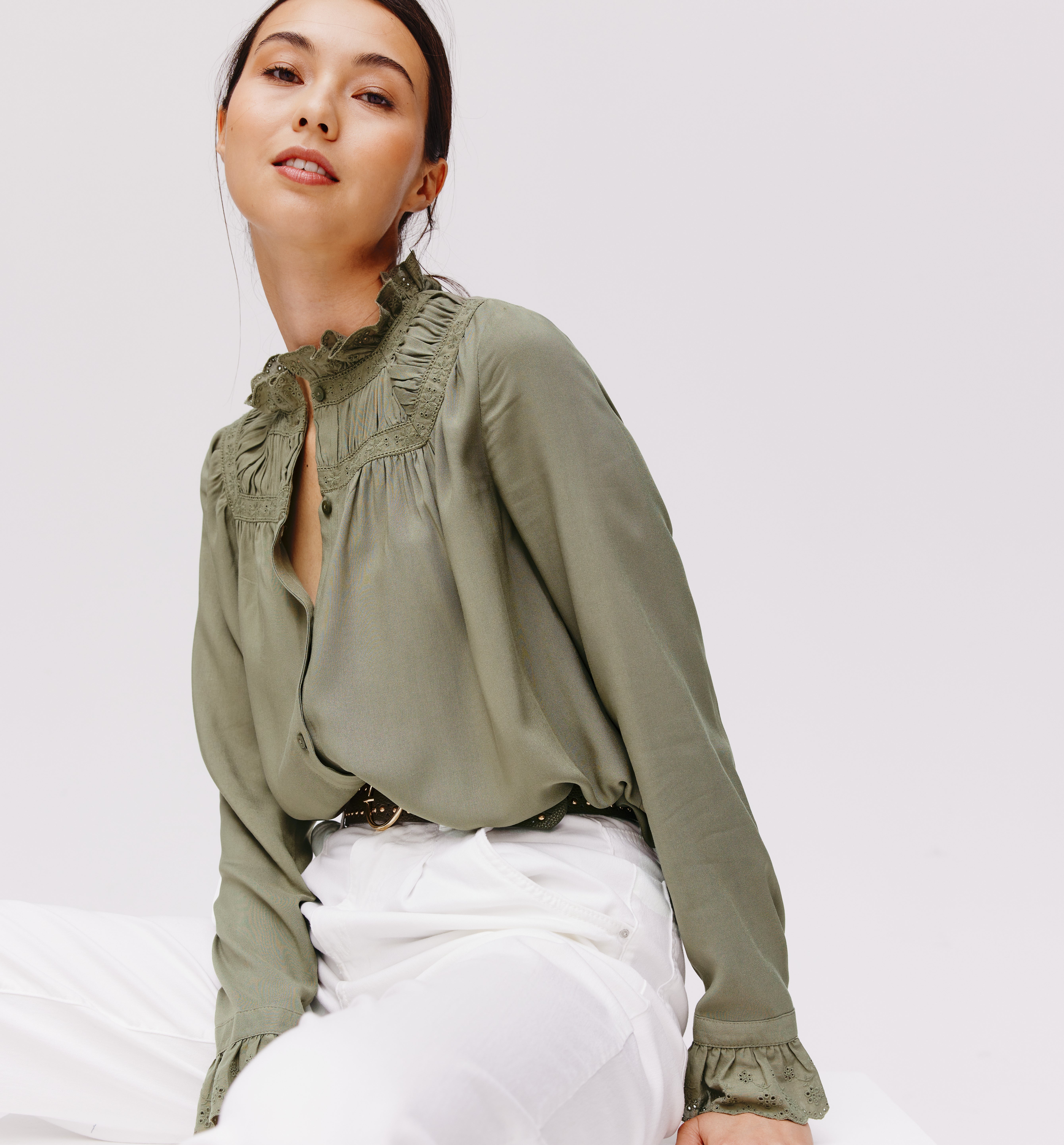 Embroidered shirt - Khaki