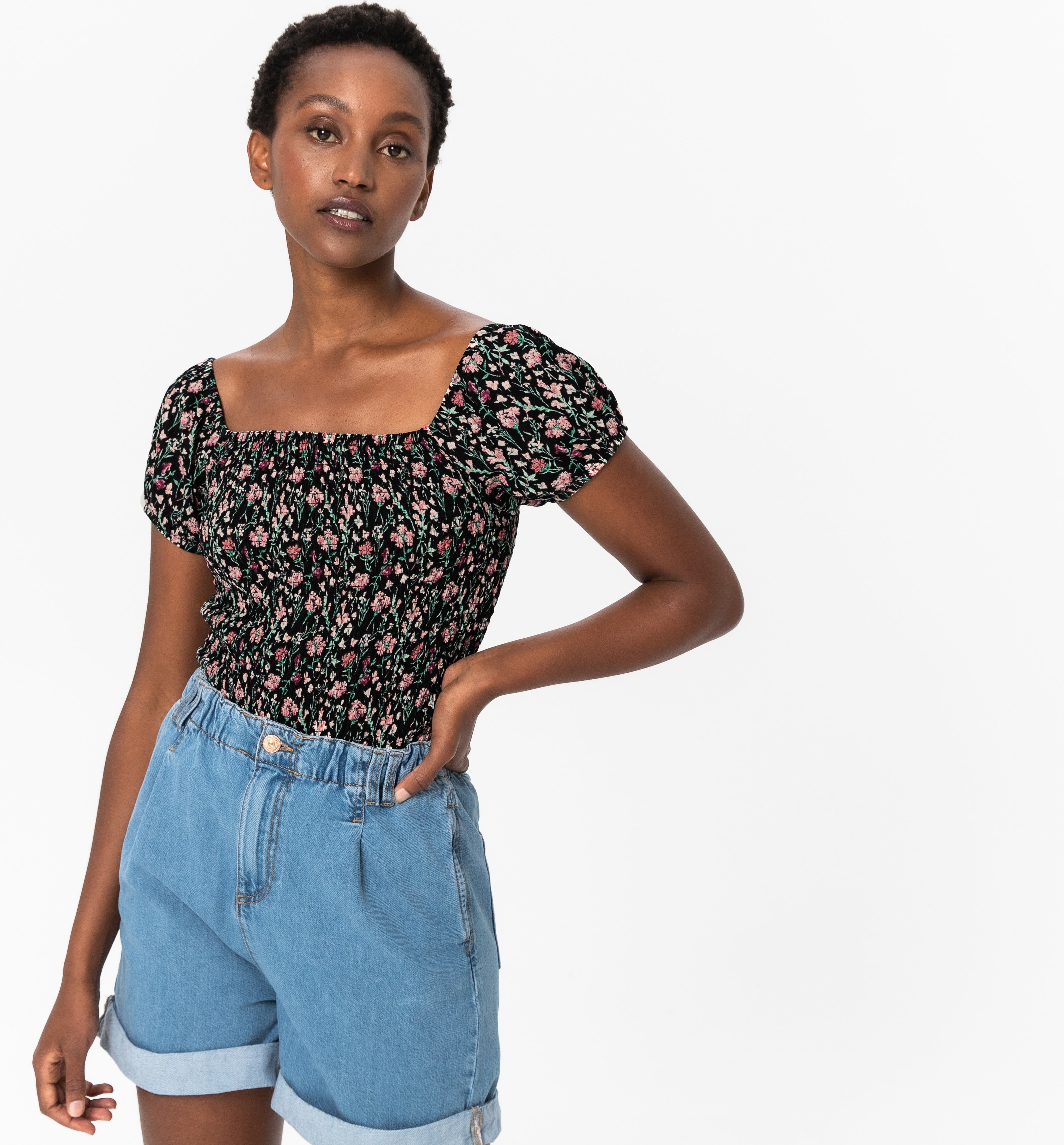 Smocked floral top Clearance