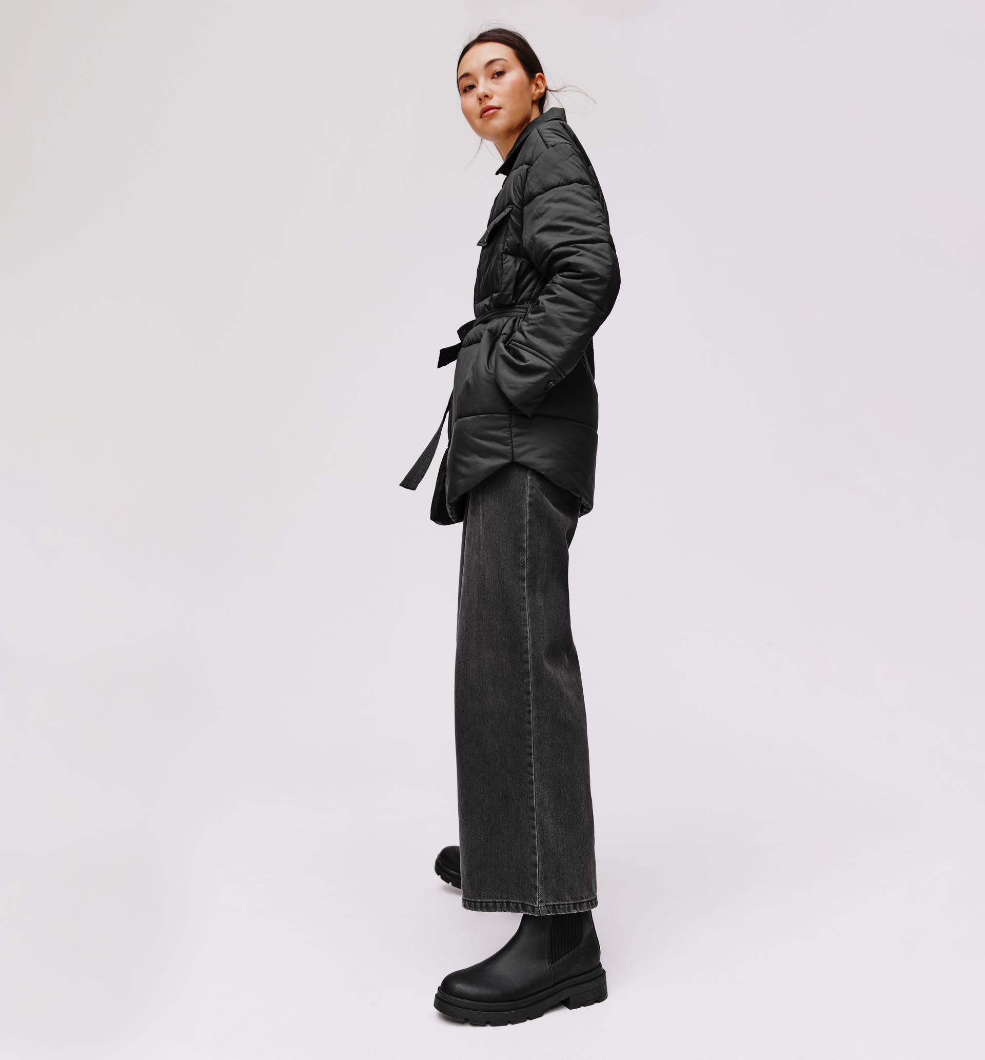 Belted padded jacket