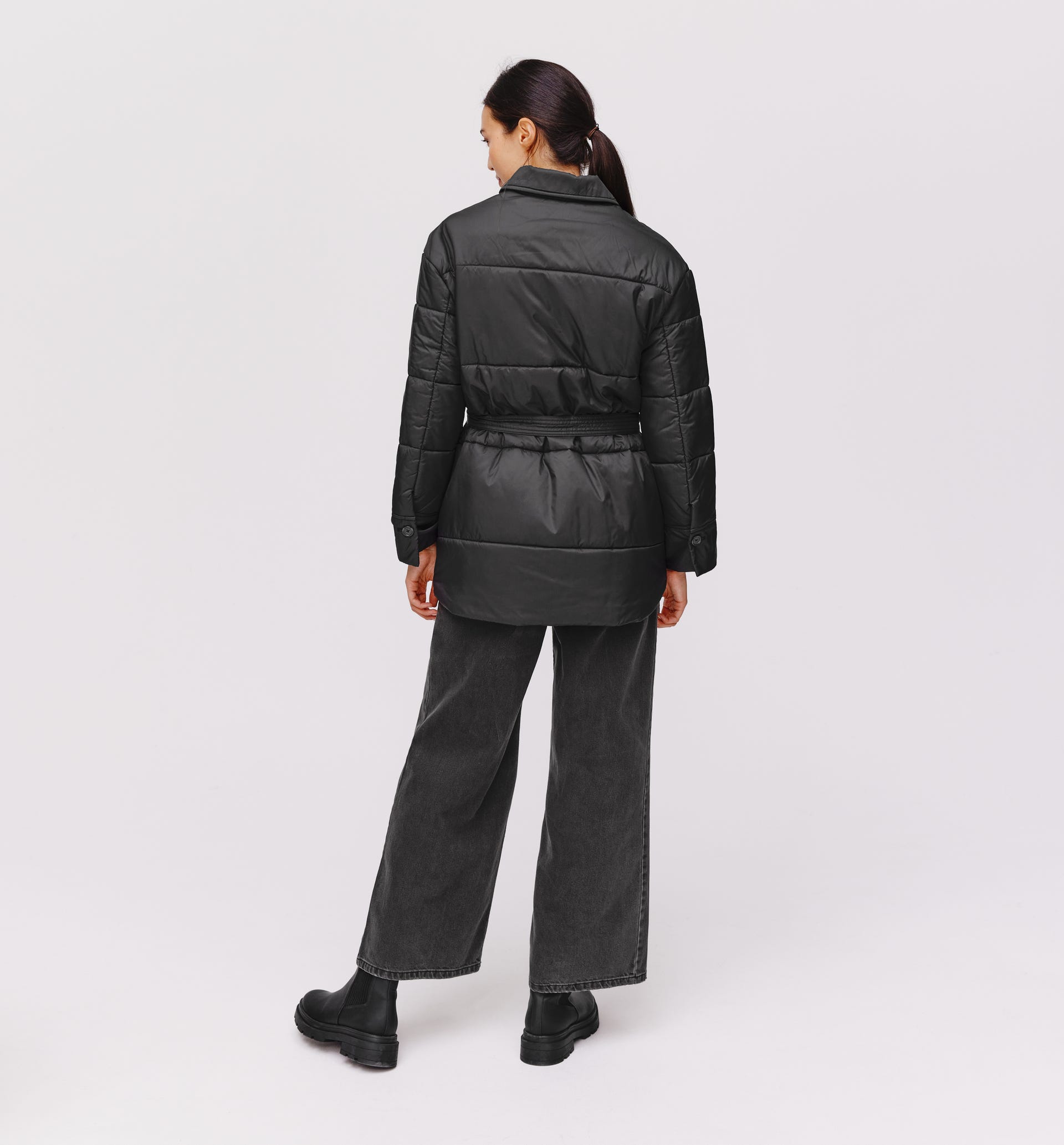 Belted padded jacket