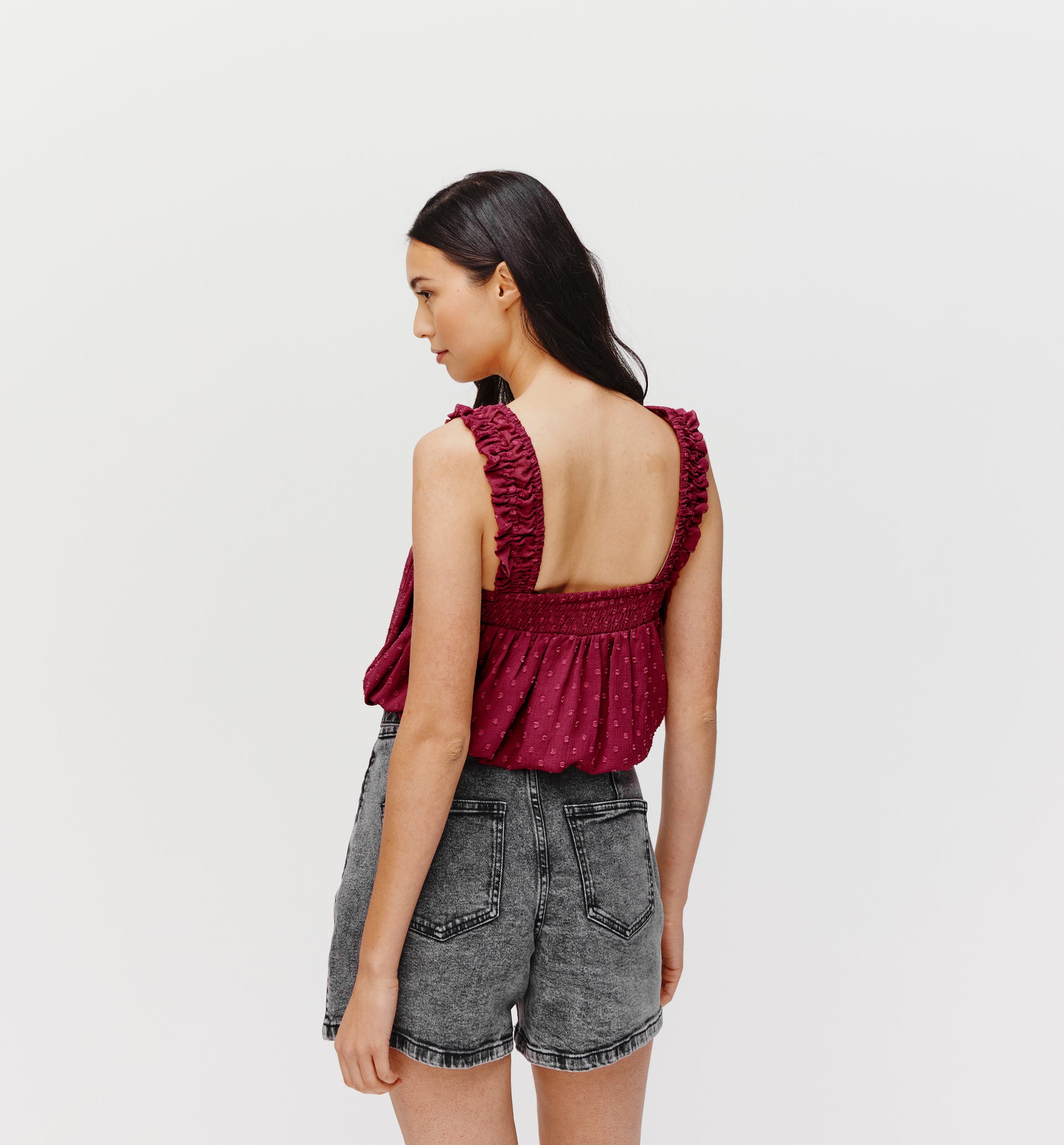 Top in voile plumetis perline