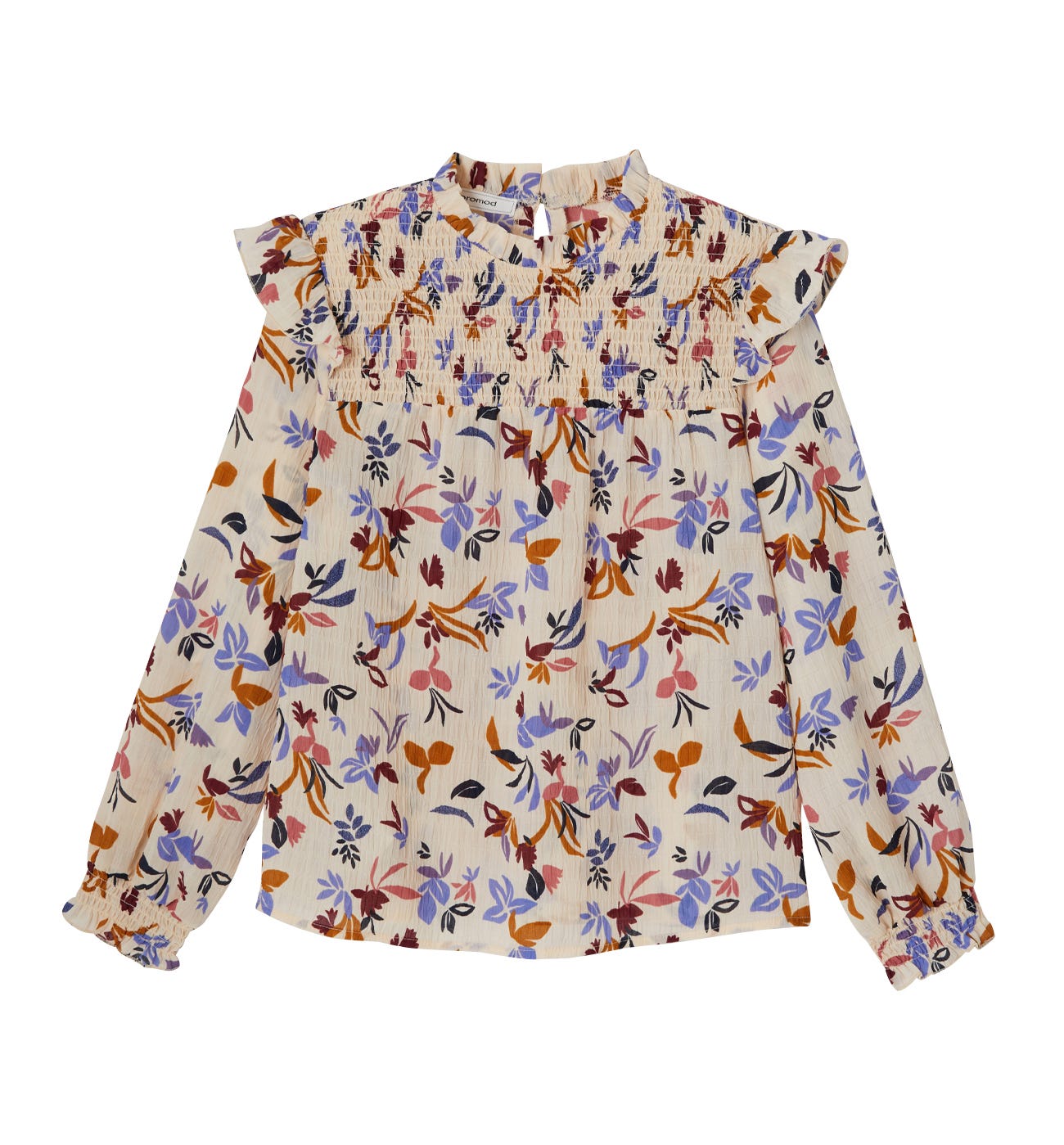 Smocked patterned blouse