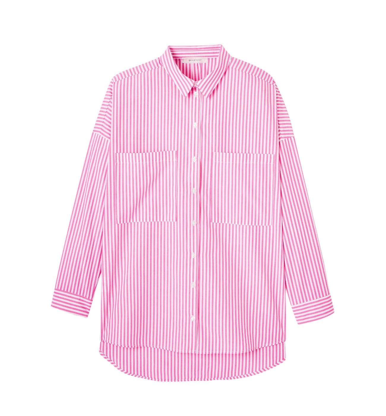 Long oversized shirt - Fuchsia stripes