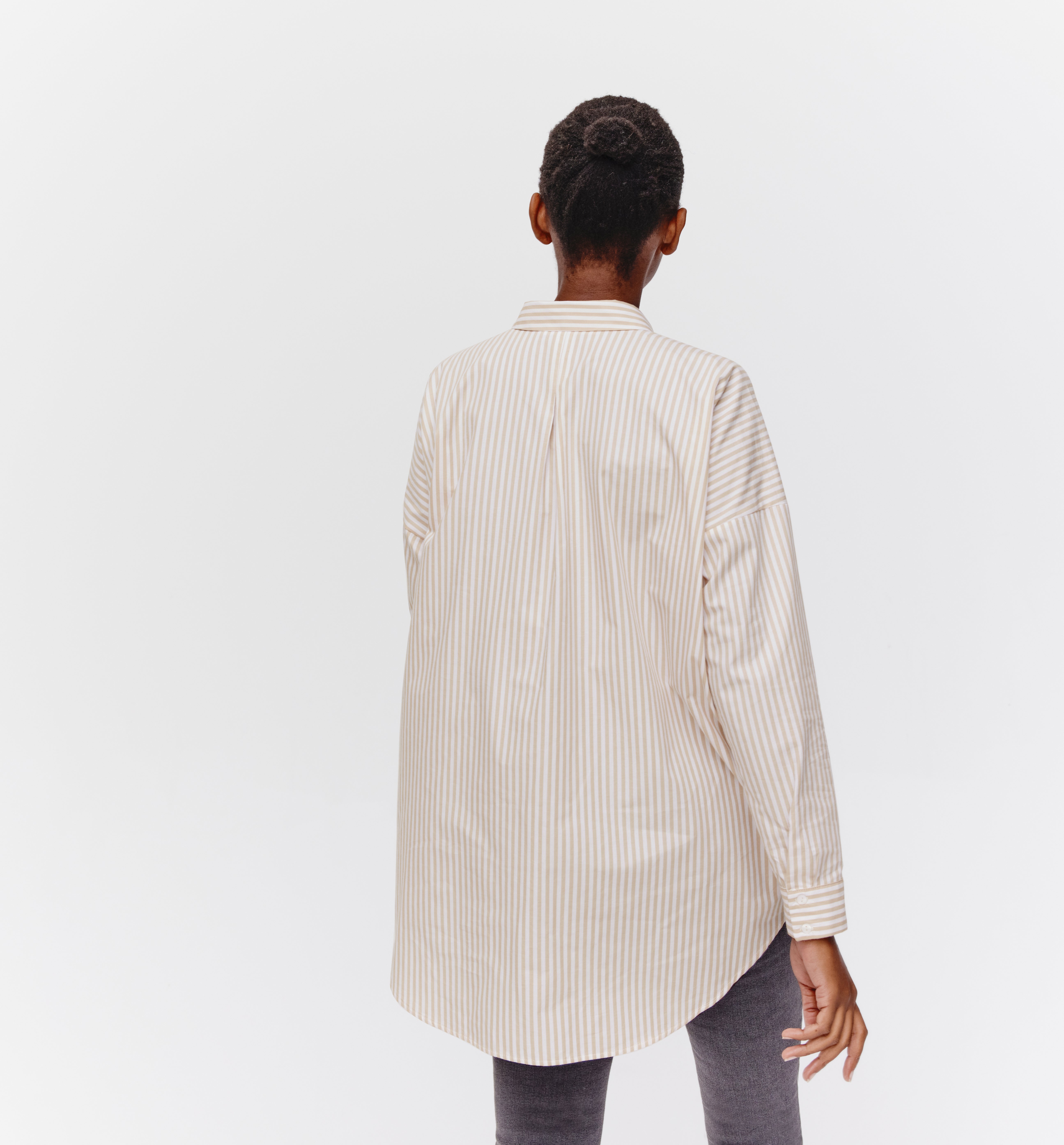 Long oversized shirt - Beige stripes