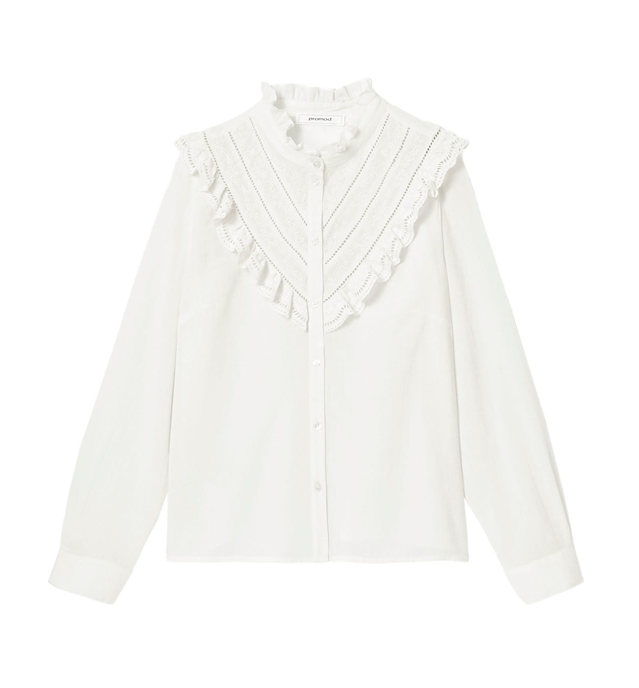 Bestickte Bluse mit Volants