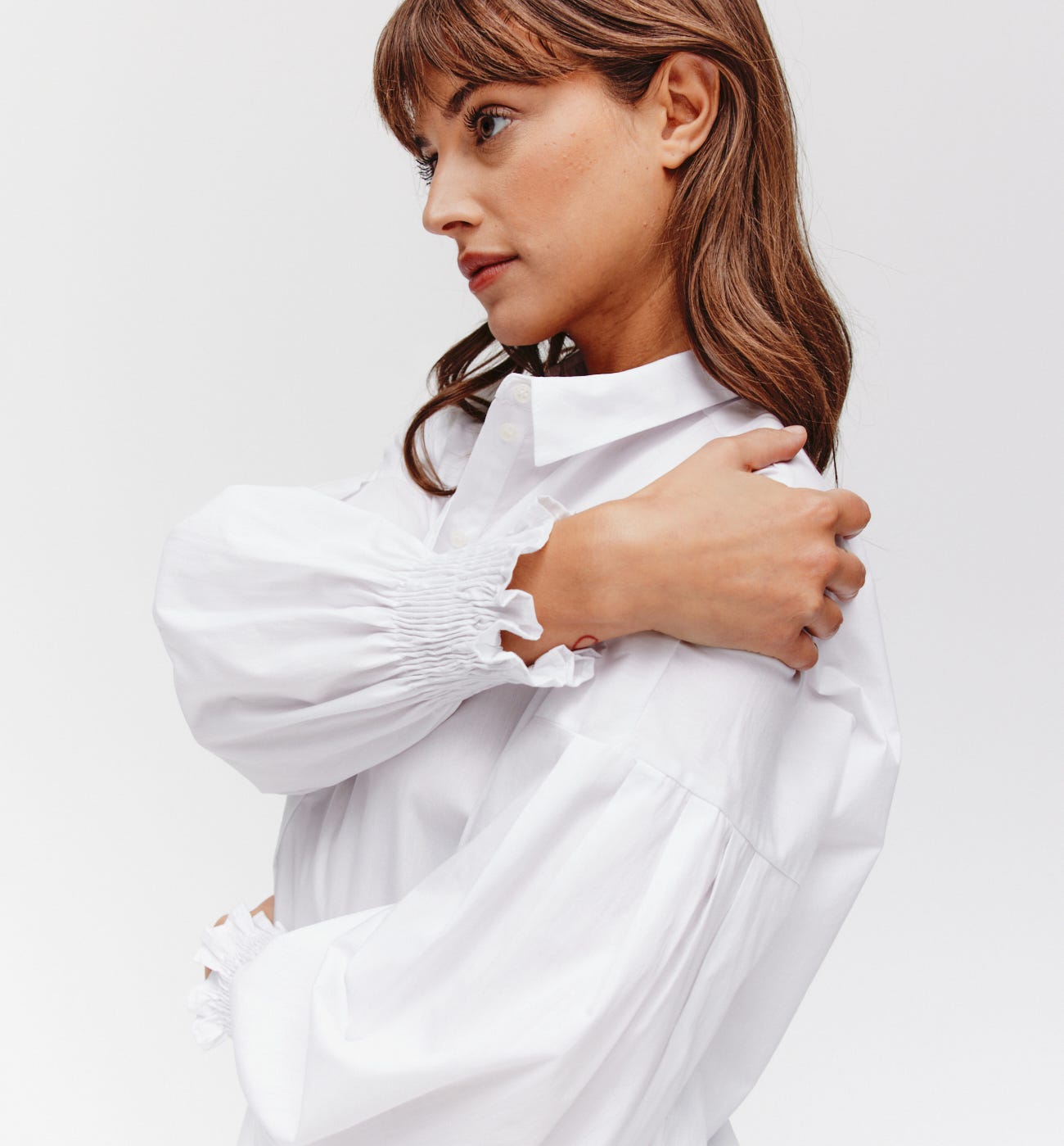 Maxi-Bluse mit Ballon-Ärmeln