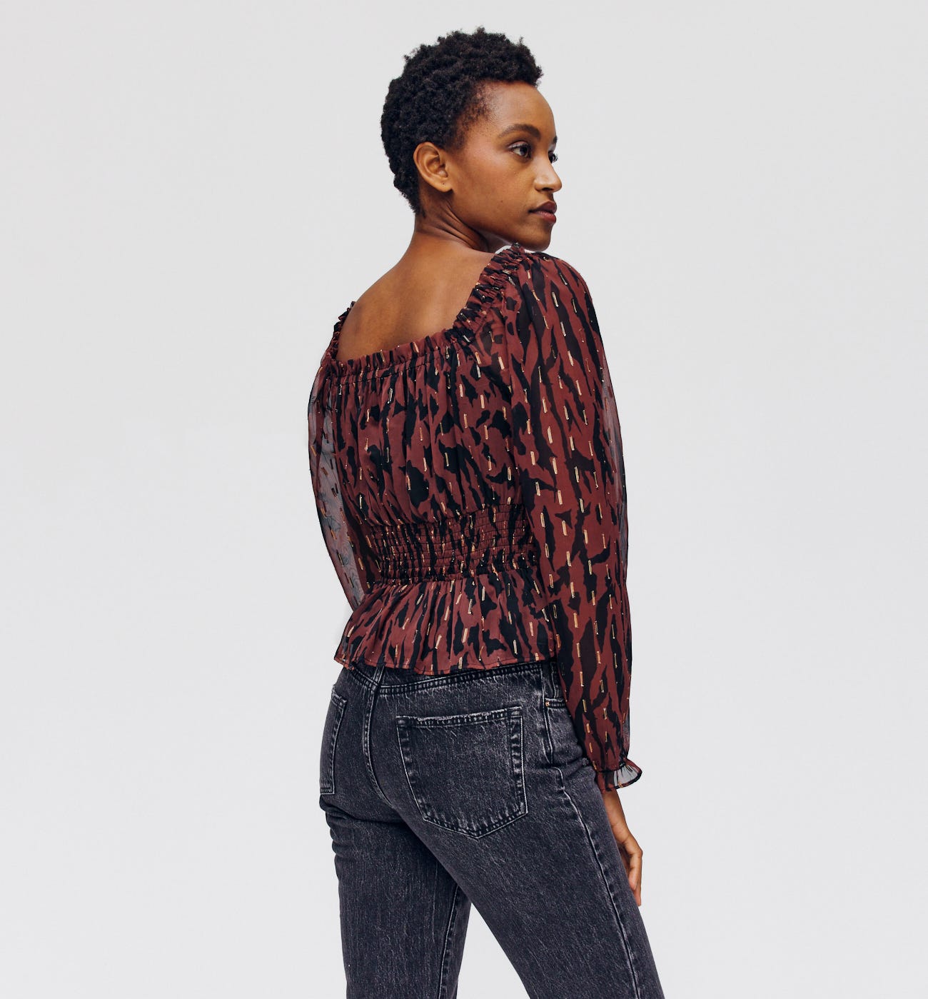 Blusa fruncidos estampada