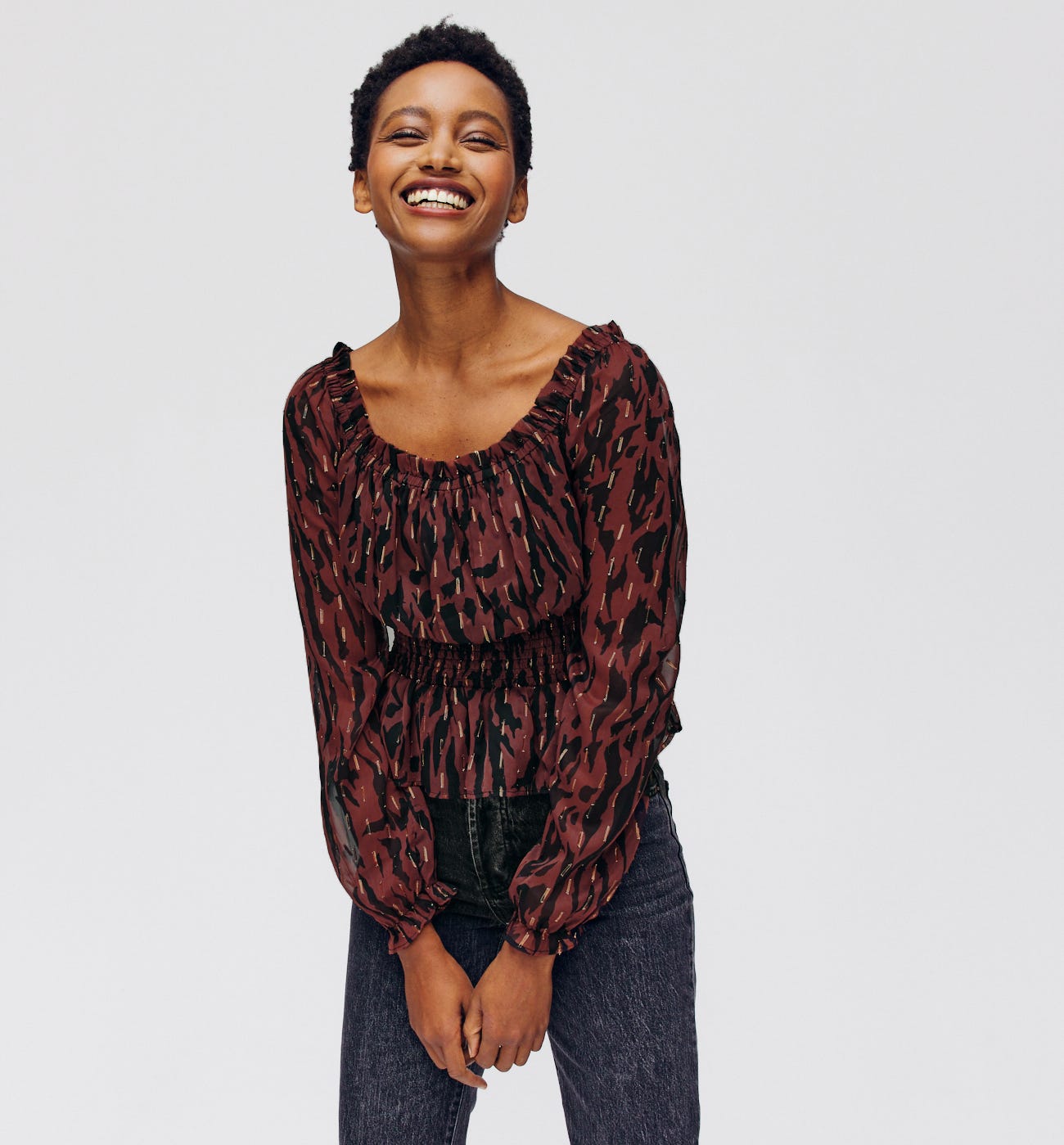 Blusa fruncidos estampada