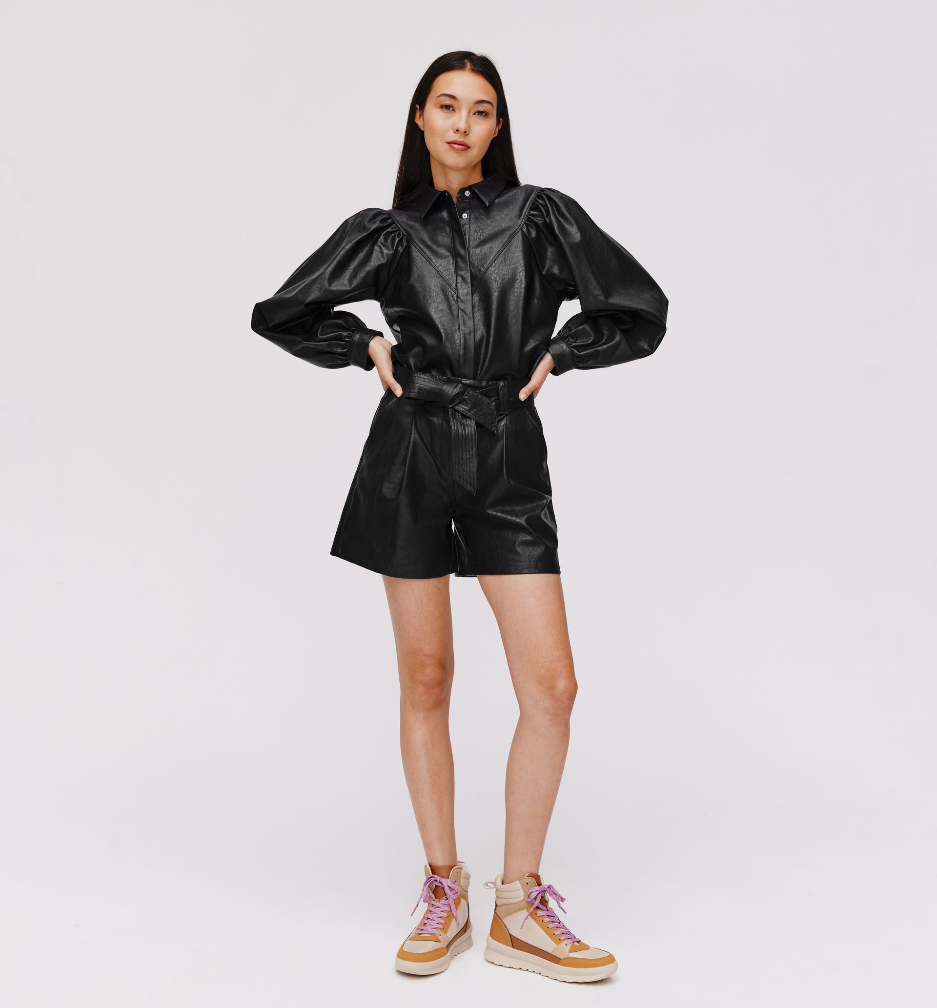 Faux leather shorts