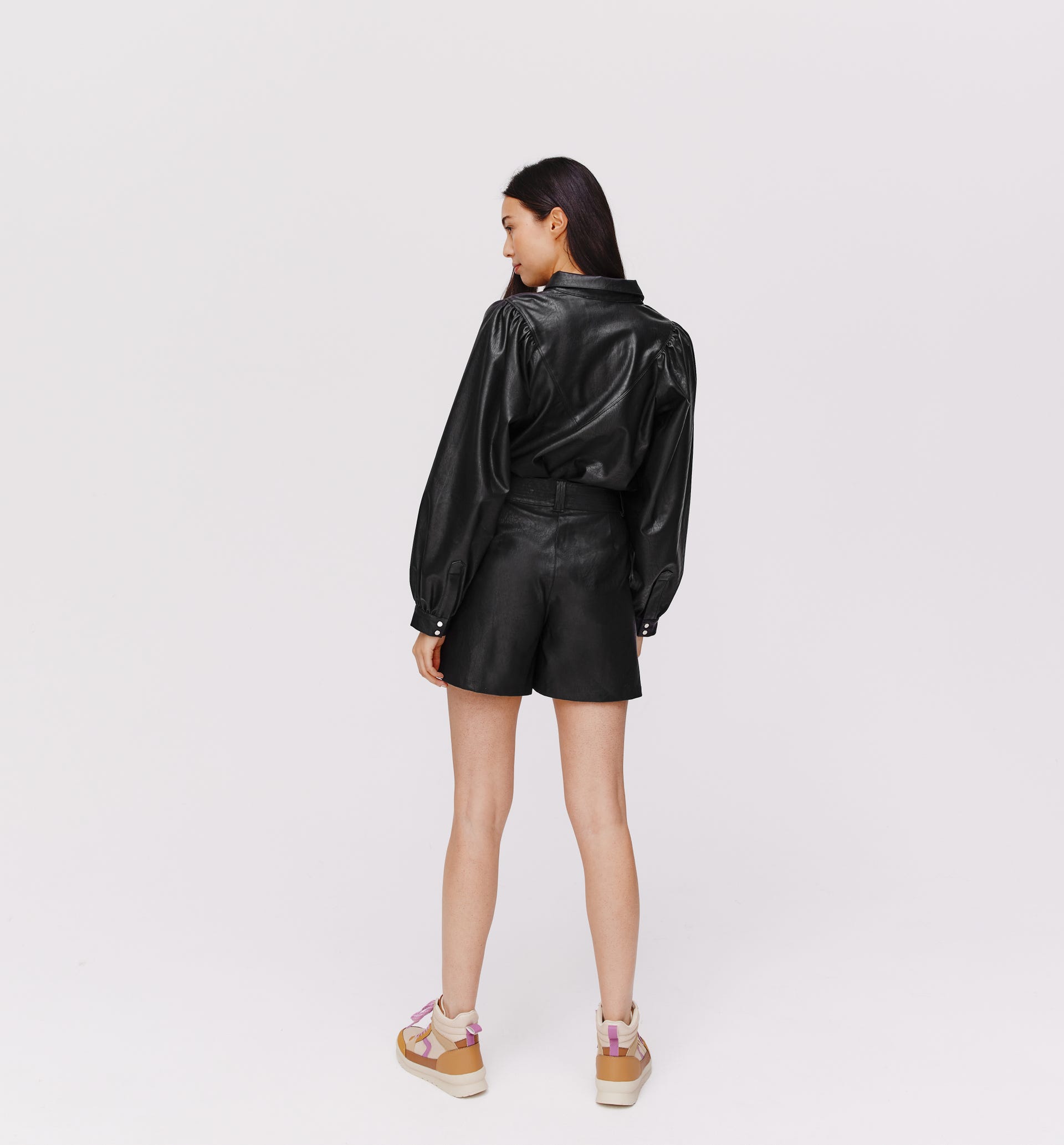 Faux leather shorts