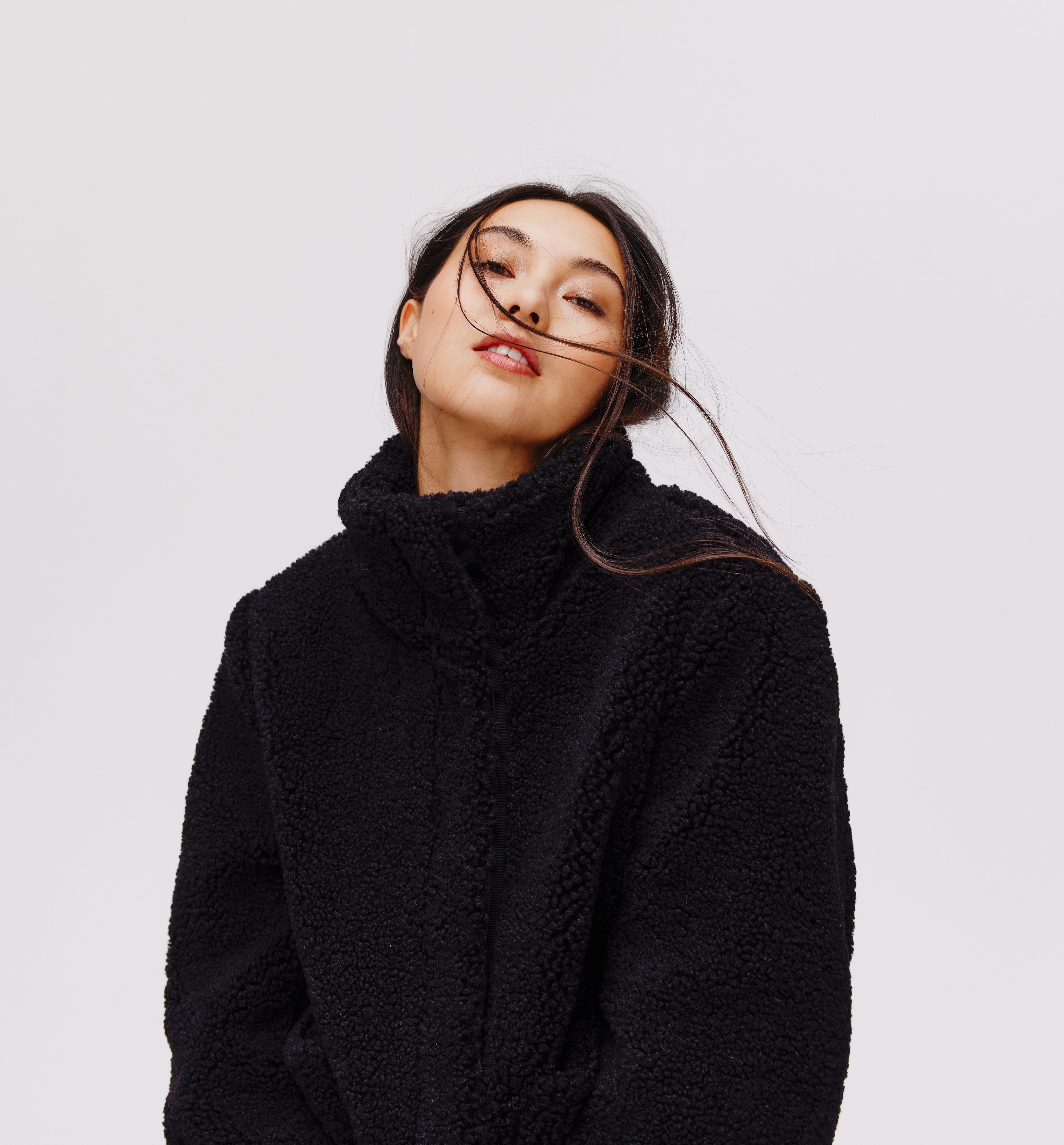 Faux sheepskin jacket Black