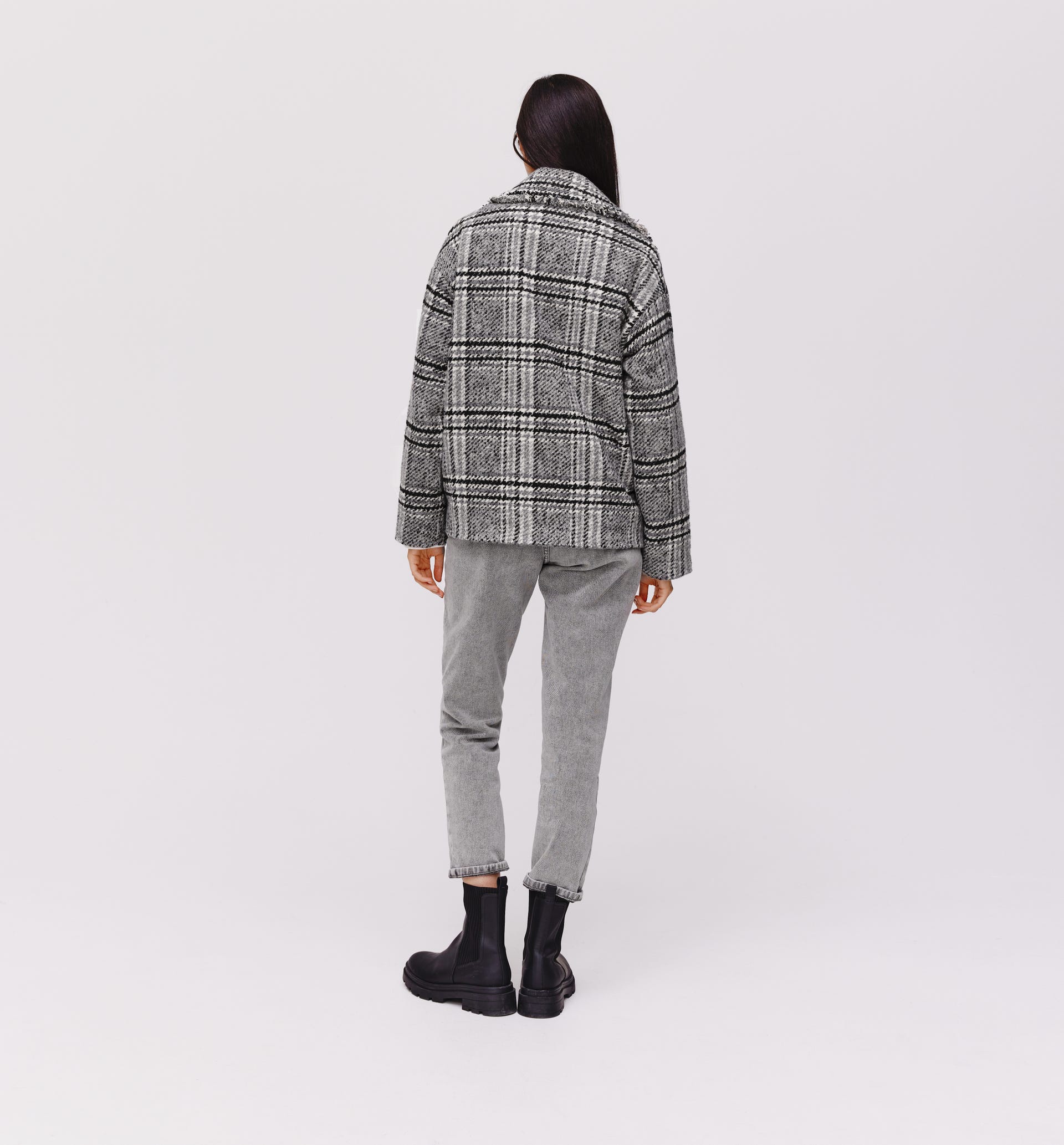 Oversized checked jacket
