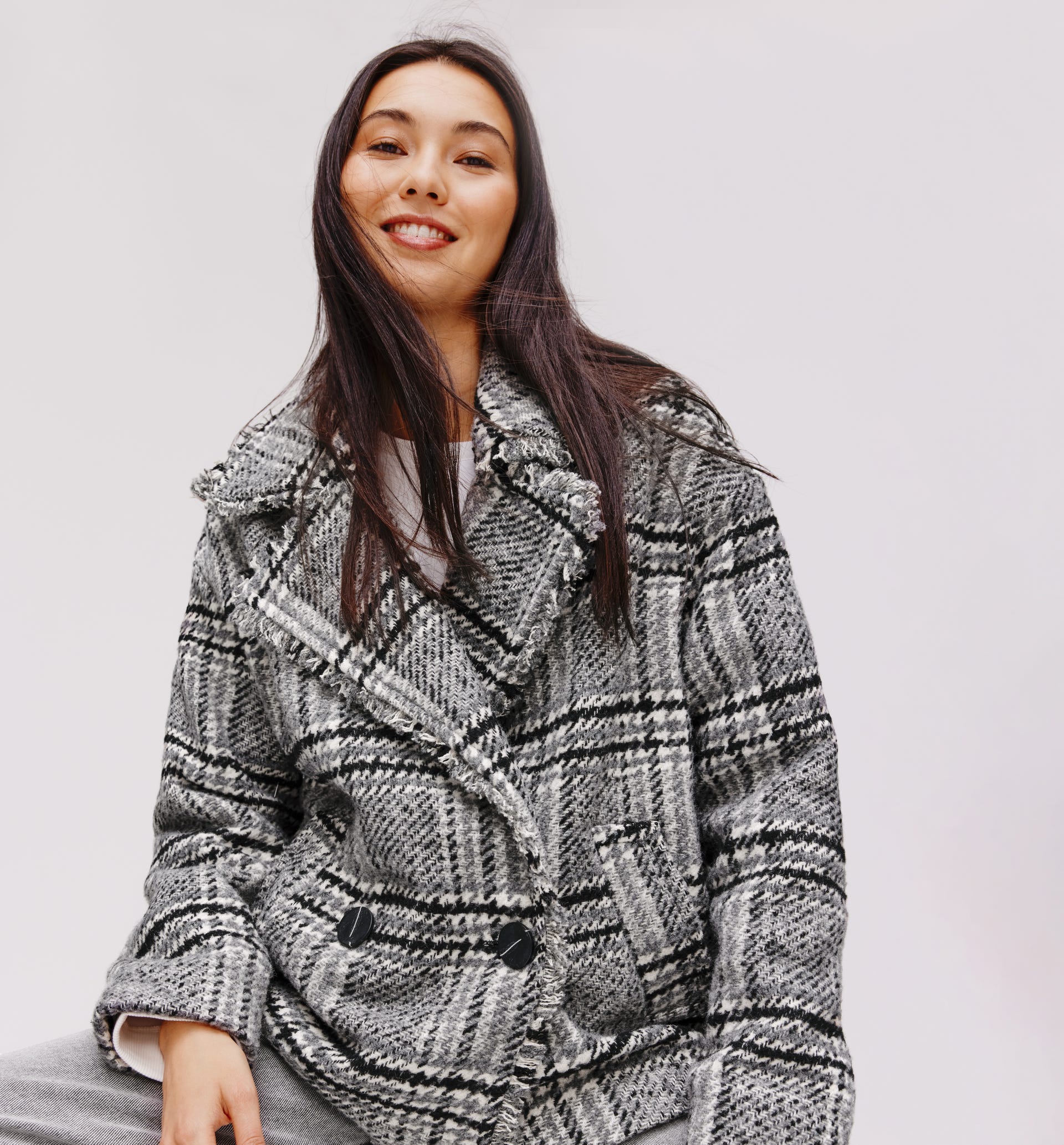 Oversized checked jacket