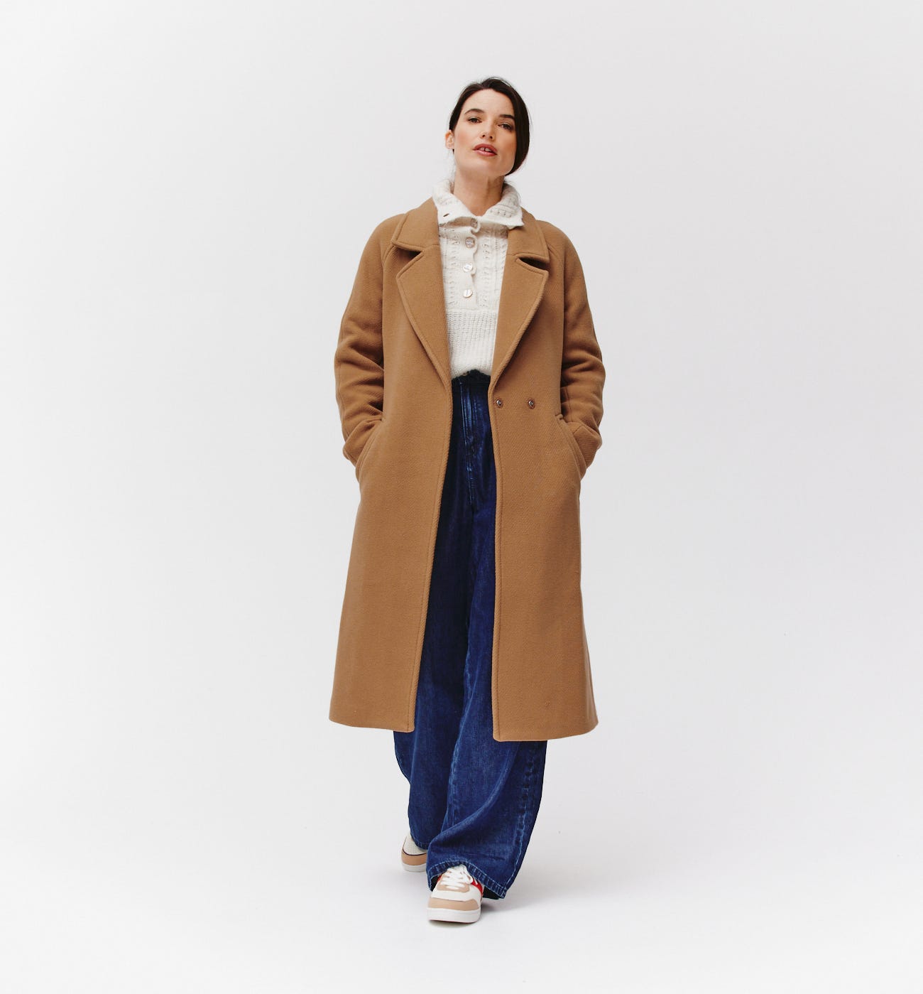 Cappotto lungo in lana mélange