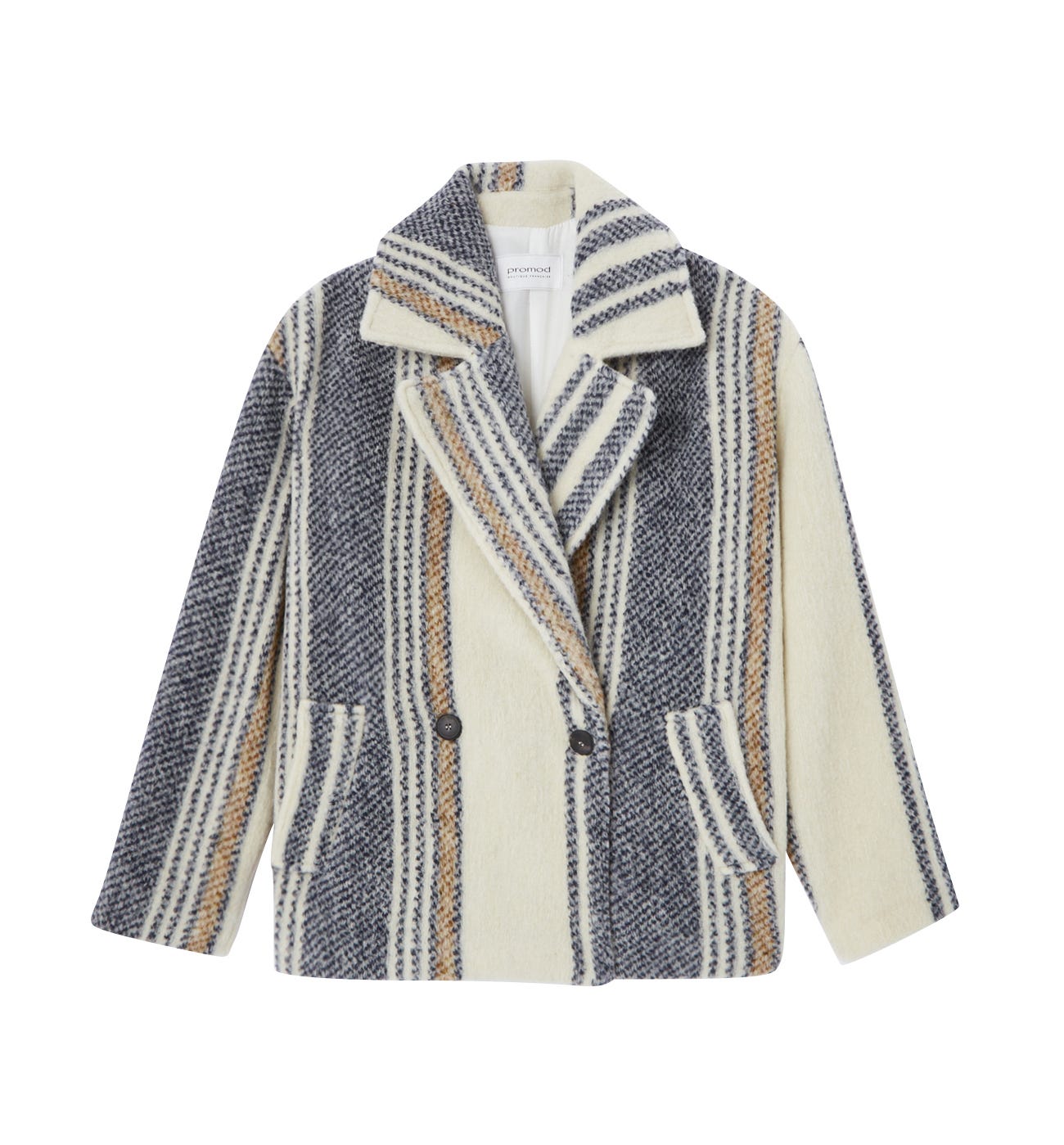 Manteau rayé en laine mélangée