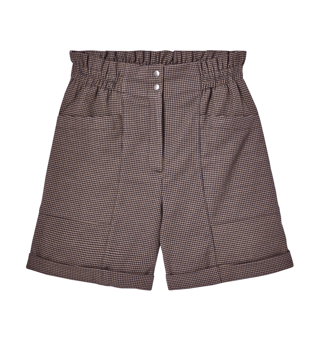 High-waist checked shorts